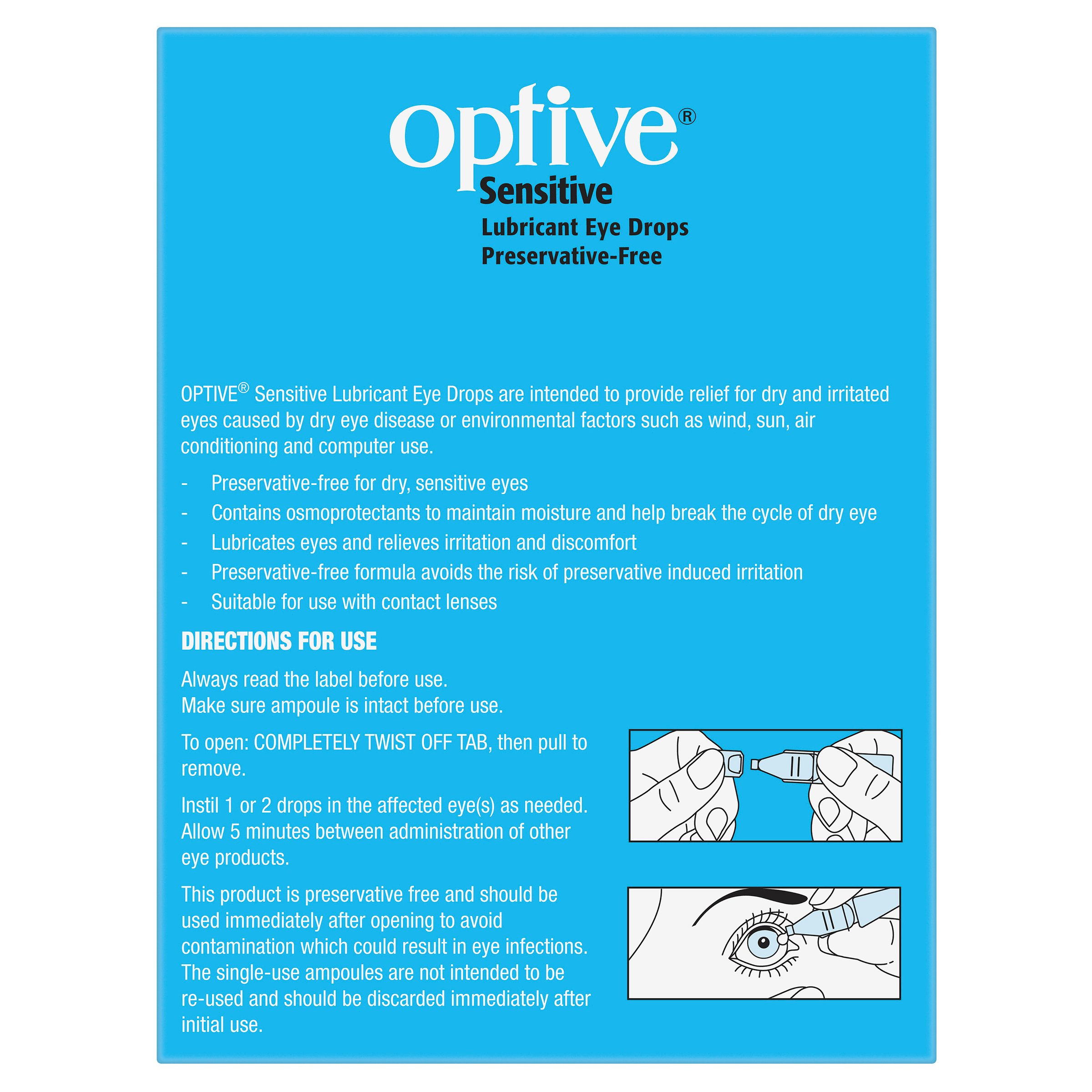 Optive Lubricant Eye Drops Sensitive Preservative Free 0.4ml X 30 vials - Image 2