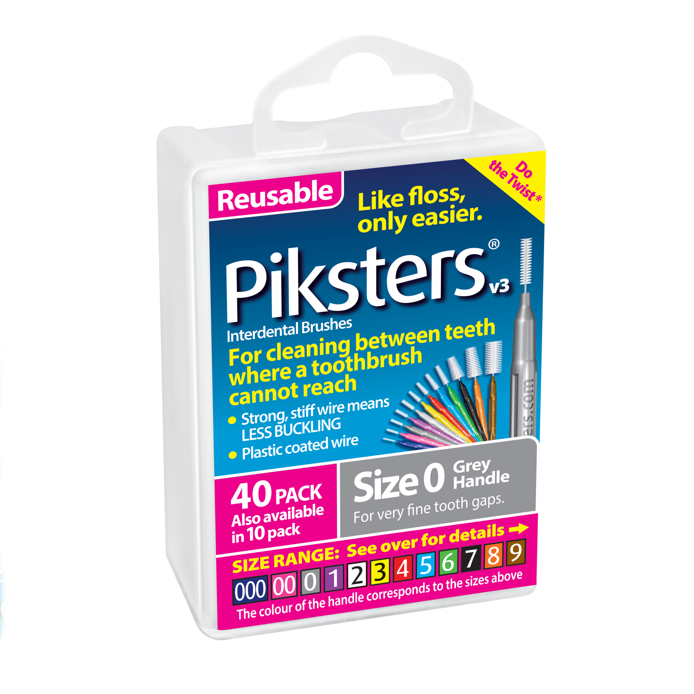 Piksters Interdental Brush Size 0 Grey 40 pack - Image 6