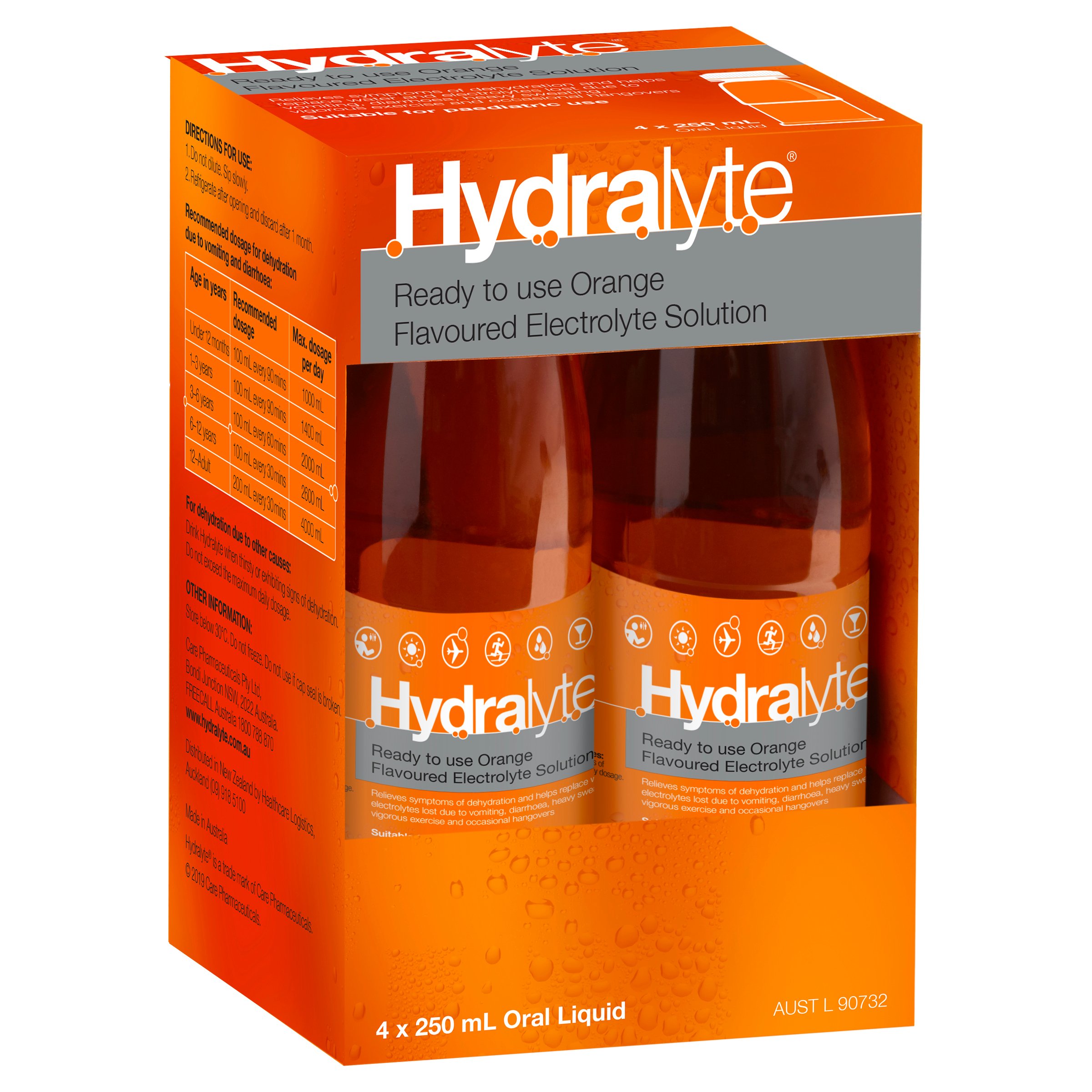 Hydralyte Ready to Use Liquid Orange Flavoured 250ml - 4 pack - Image 8