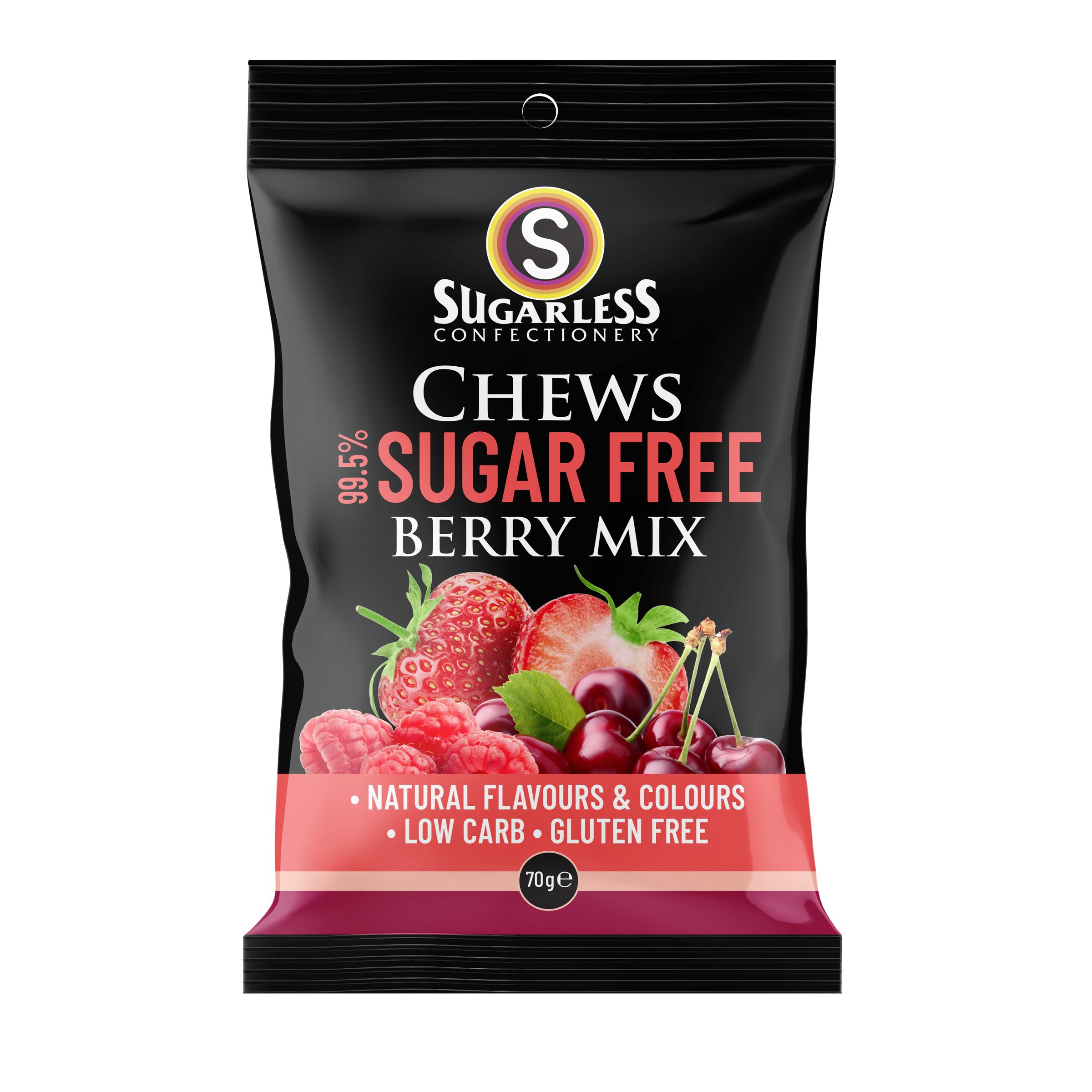 Sugarless Chews Berry Mix Natural Fruit Juice 70g - Image 1