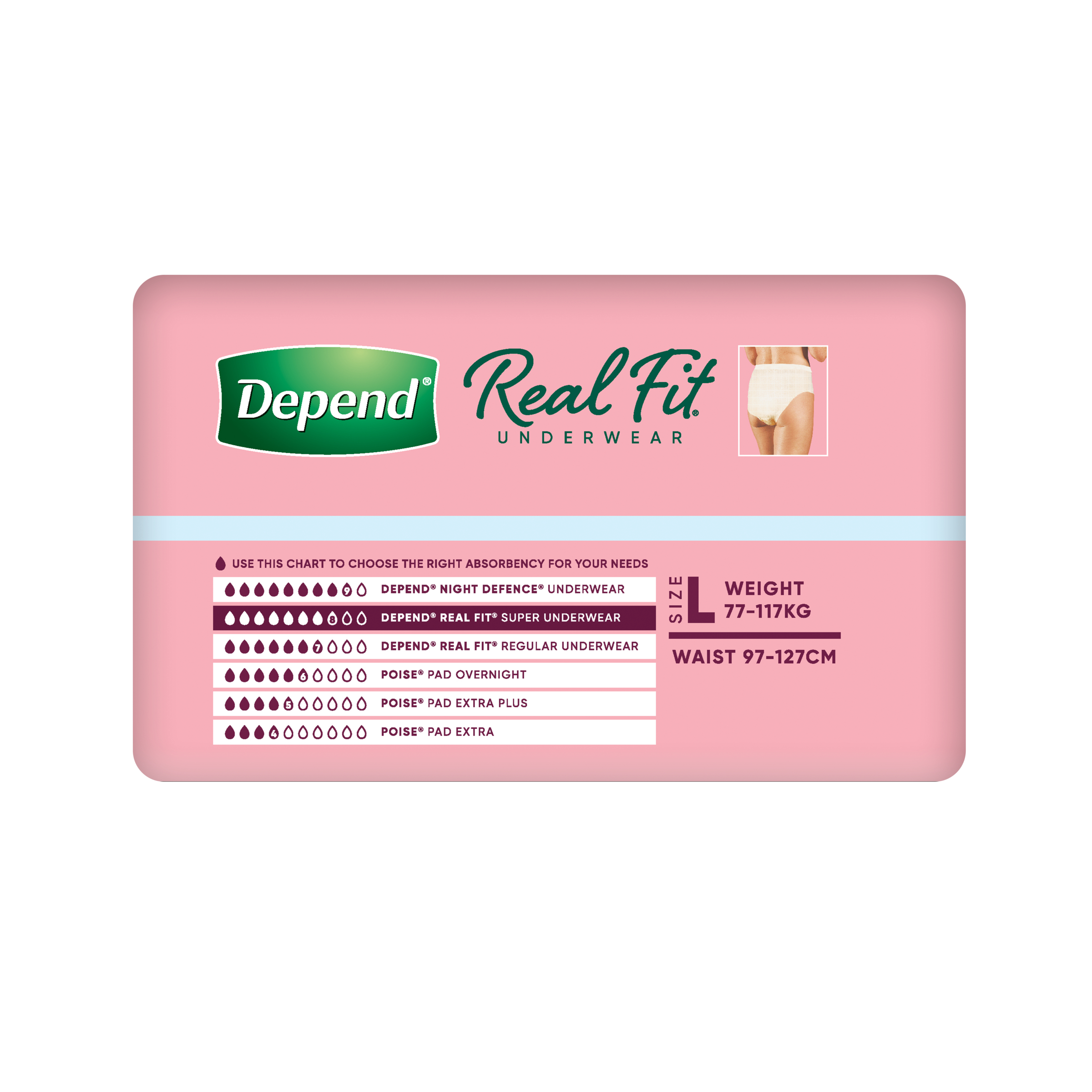 Depend RealFit Super Underwear Female Large 8 pack - Image 3