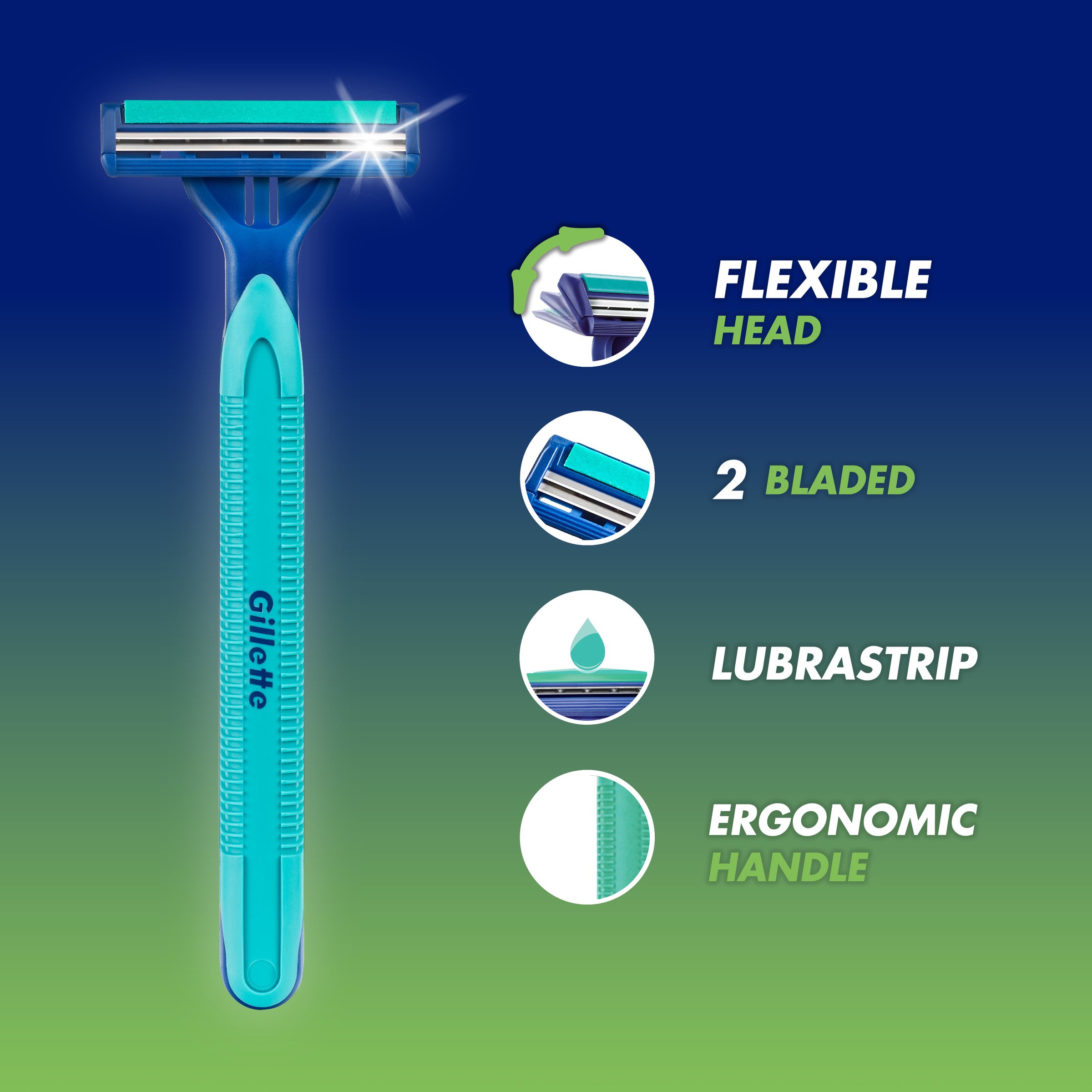 Gillette Blue II Disposable Plus Sensitive Pivot 5 pack - Image 5
