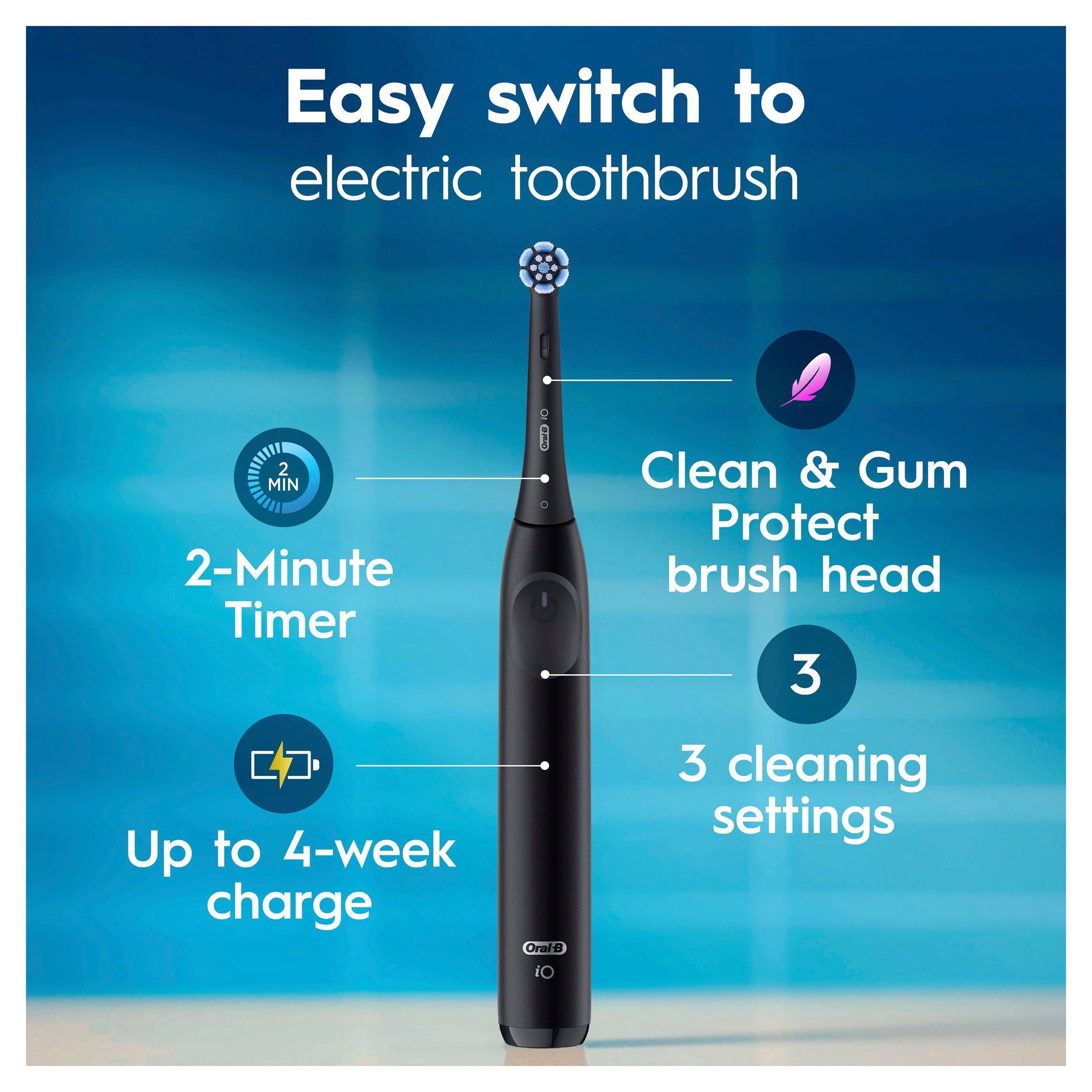 Oral-B iO2 Black Electric Toothbrush 1 pack - Image 6