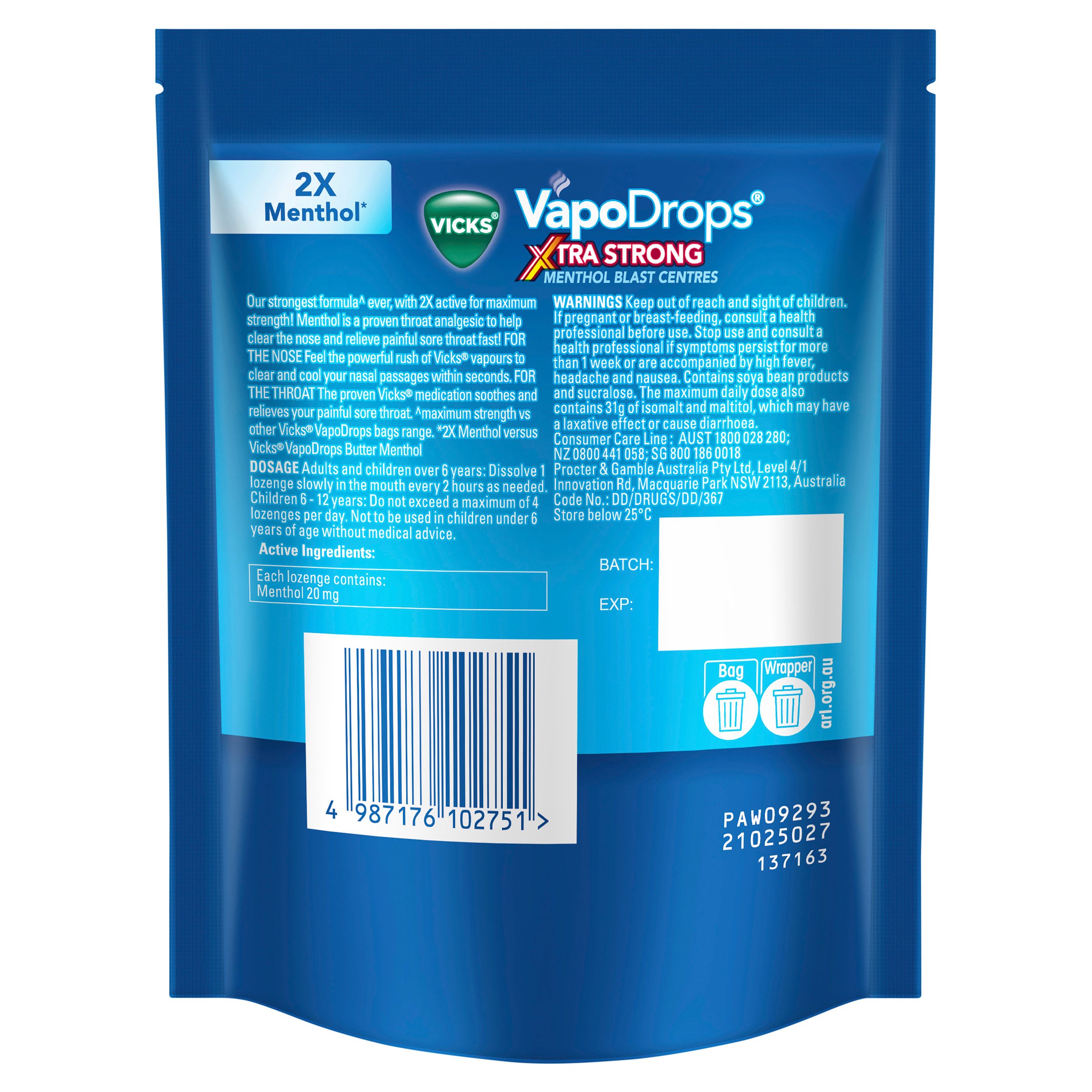 Vicks XtraStrong Menthol 4g - 16 lozenges - Image 2