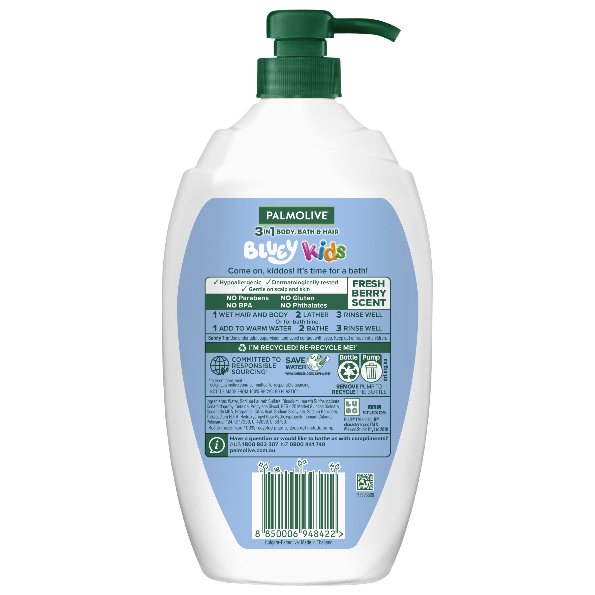 Palmolive 3In1 Bluey Kids Body Bath Hair 1L - Image 2