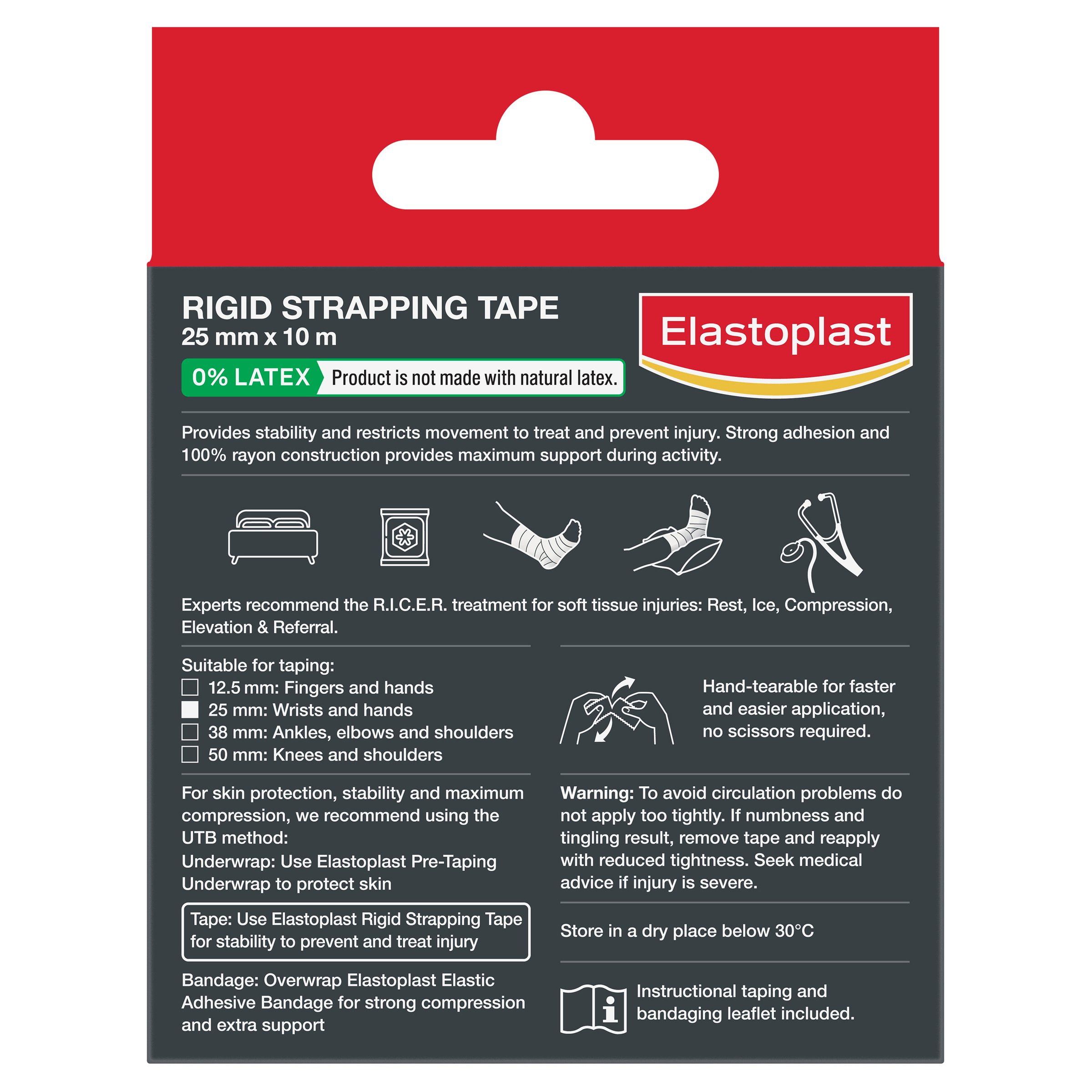 Elastoplast Sport Rigid Strapping Tape 25mm X 10m Tan - 1 roll - Image 2