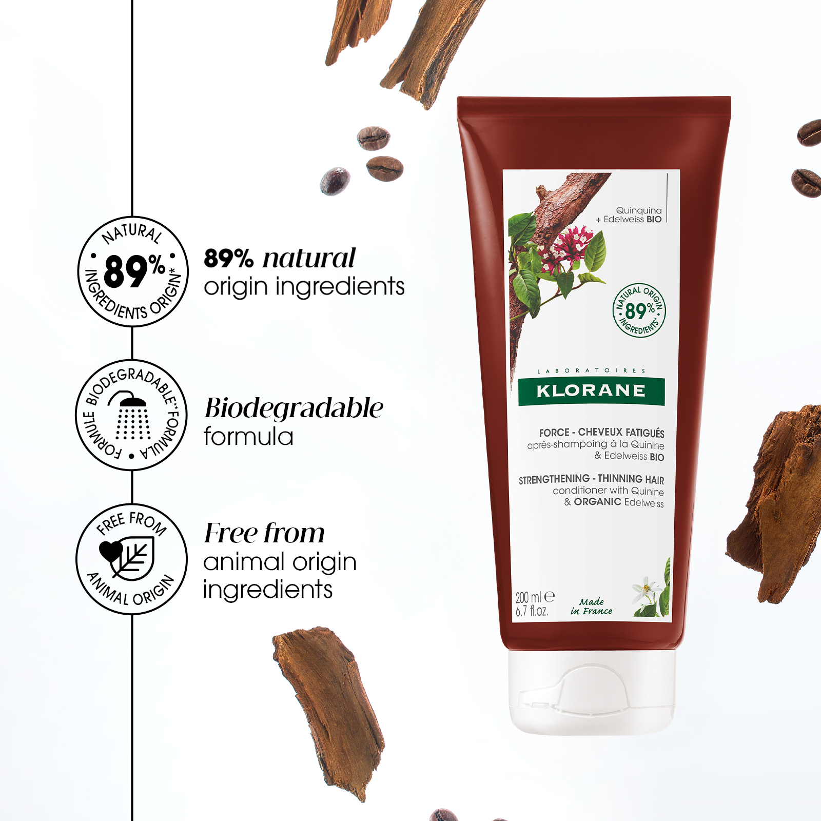 Klorane Conditioner With Quinine And Organic Edelweiss 200ml - Image 3