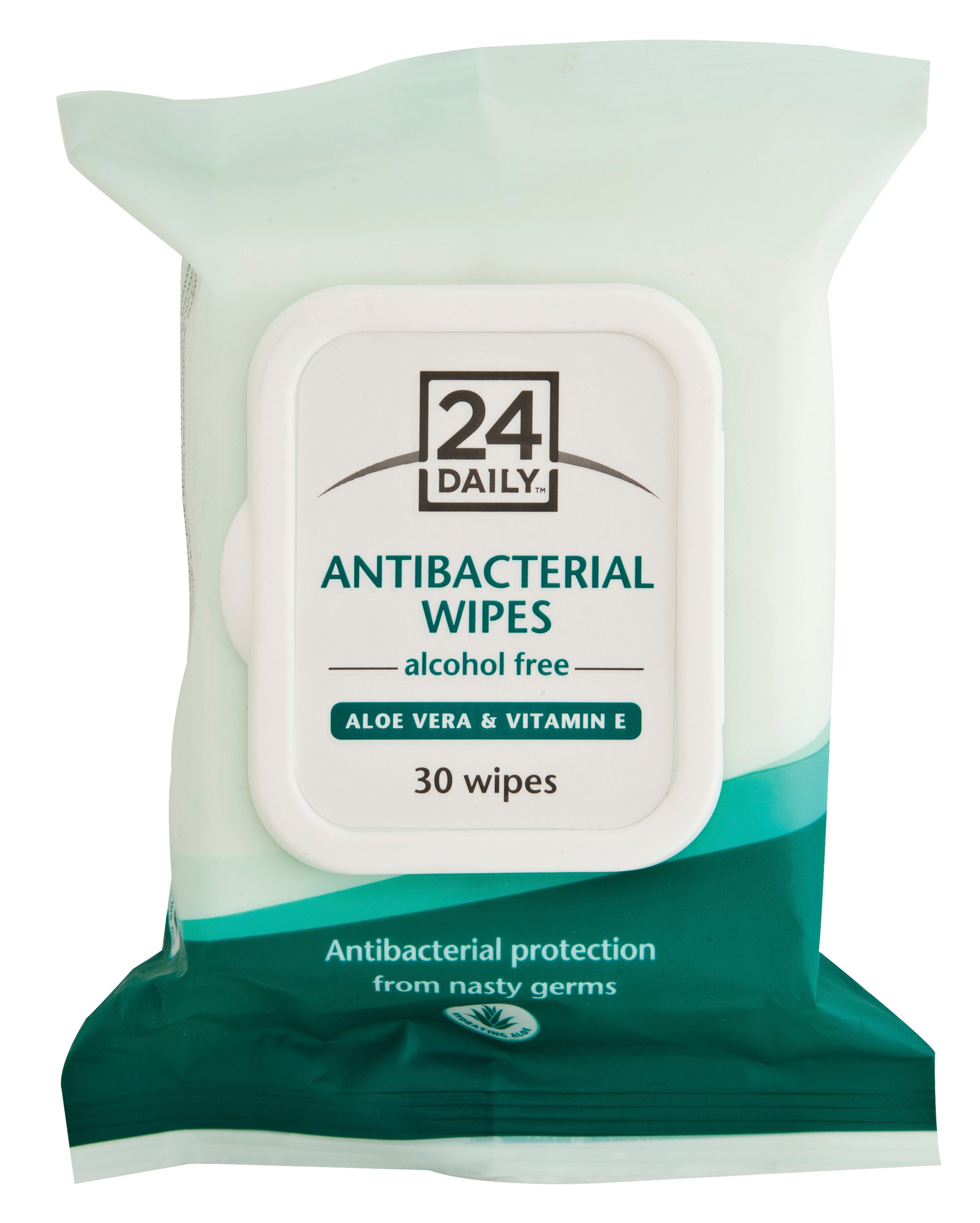 24 Daily Antibacterial Wipes Alcohol Free Aloe Vera & Vitamin E - 30 pack - Image 2