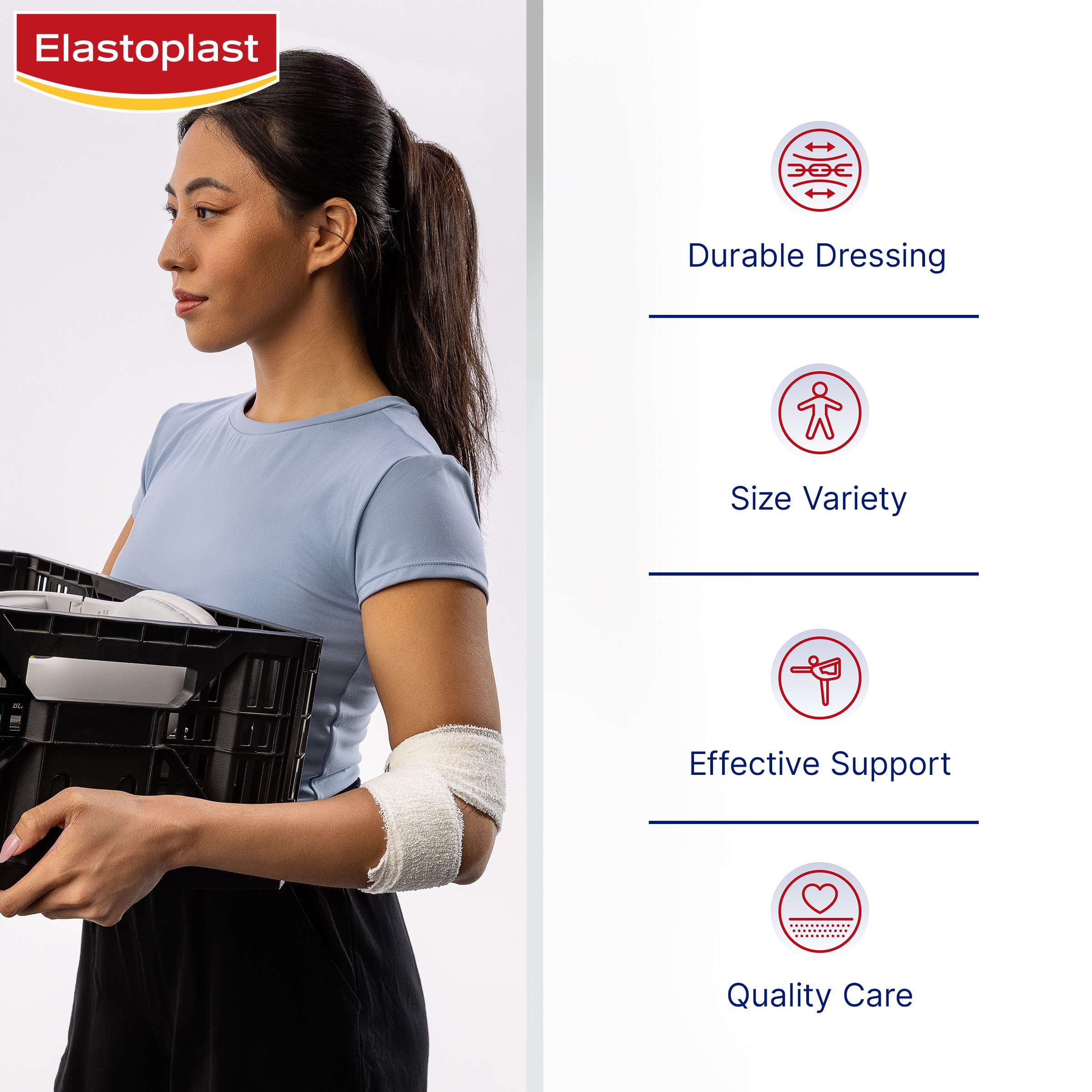 Elastoplast Crepe Bandage Medium Weight 10cm X 1.6m White - 1 roll - Image 5