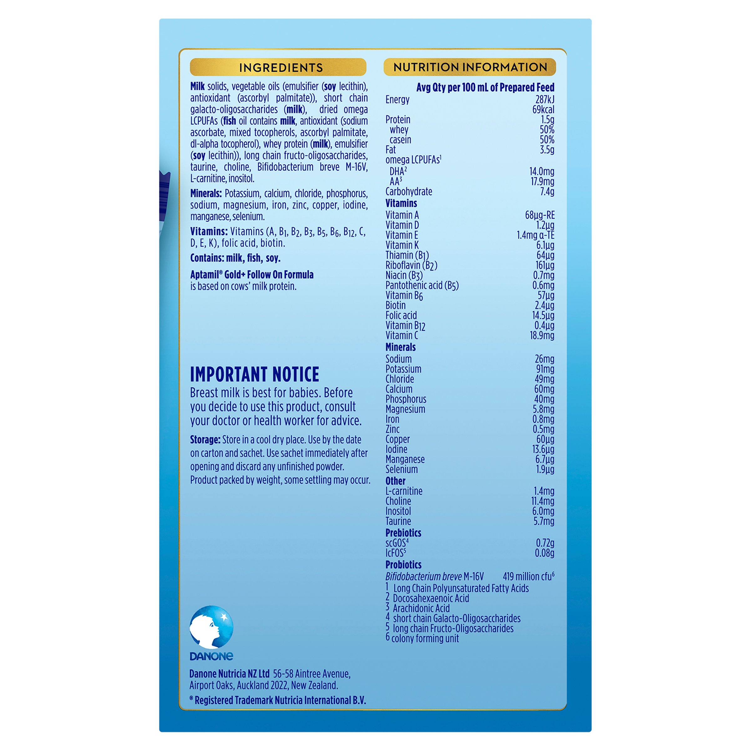 Aptamil Gold Formula 31.2g Stage 2 - 4 sachets - Image 4