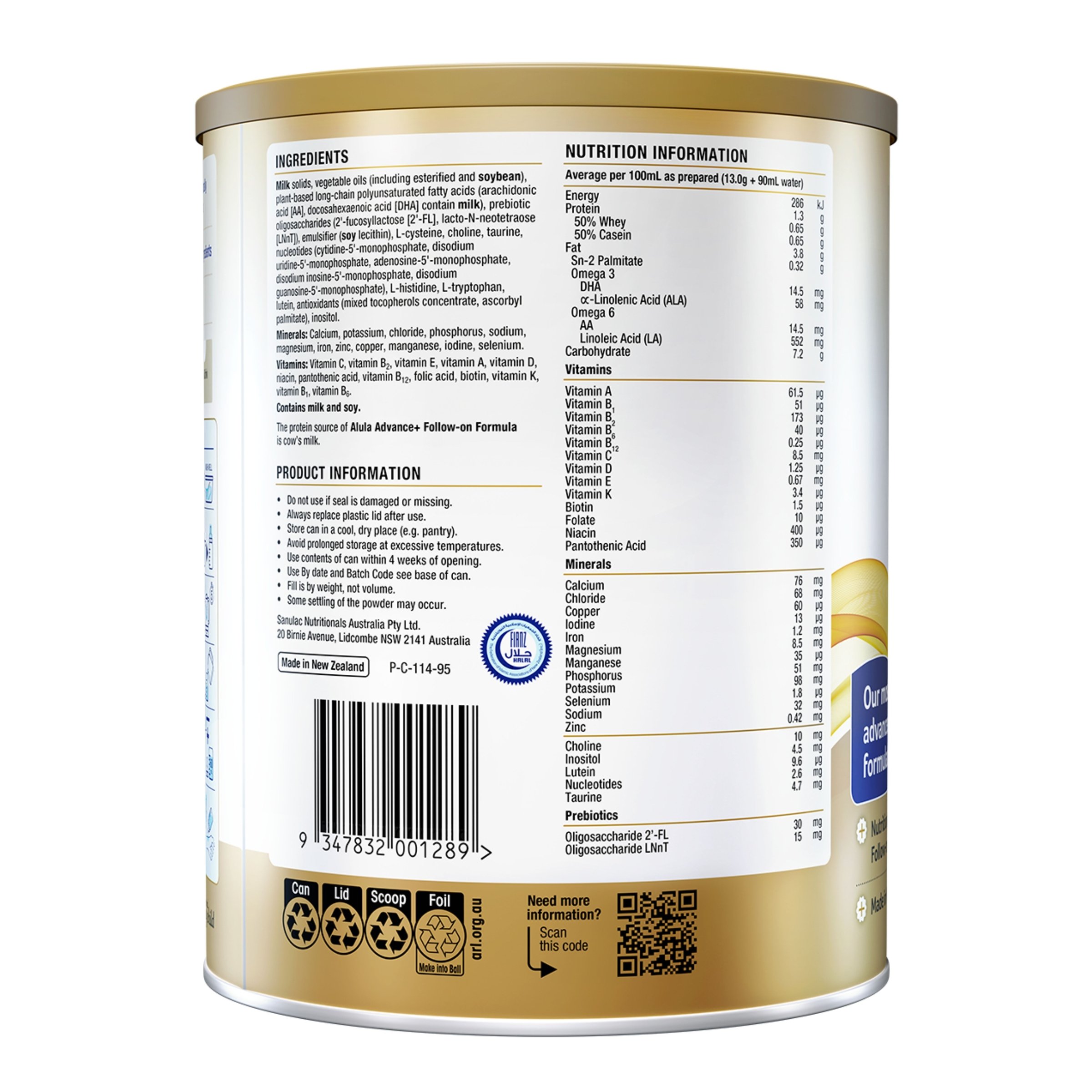 Alula Advance+ Stage 2 Follow-On Formula 6-12 Months 800g - Image 2