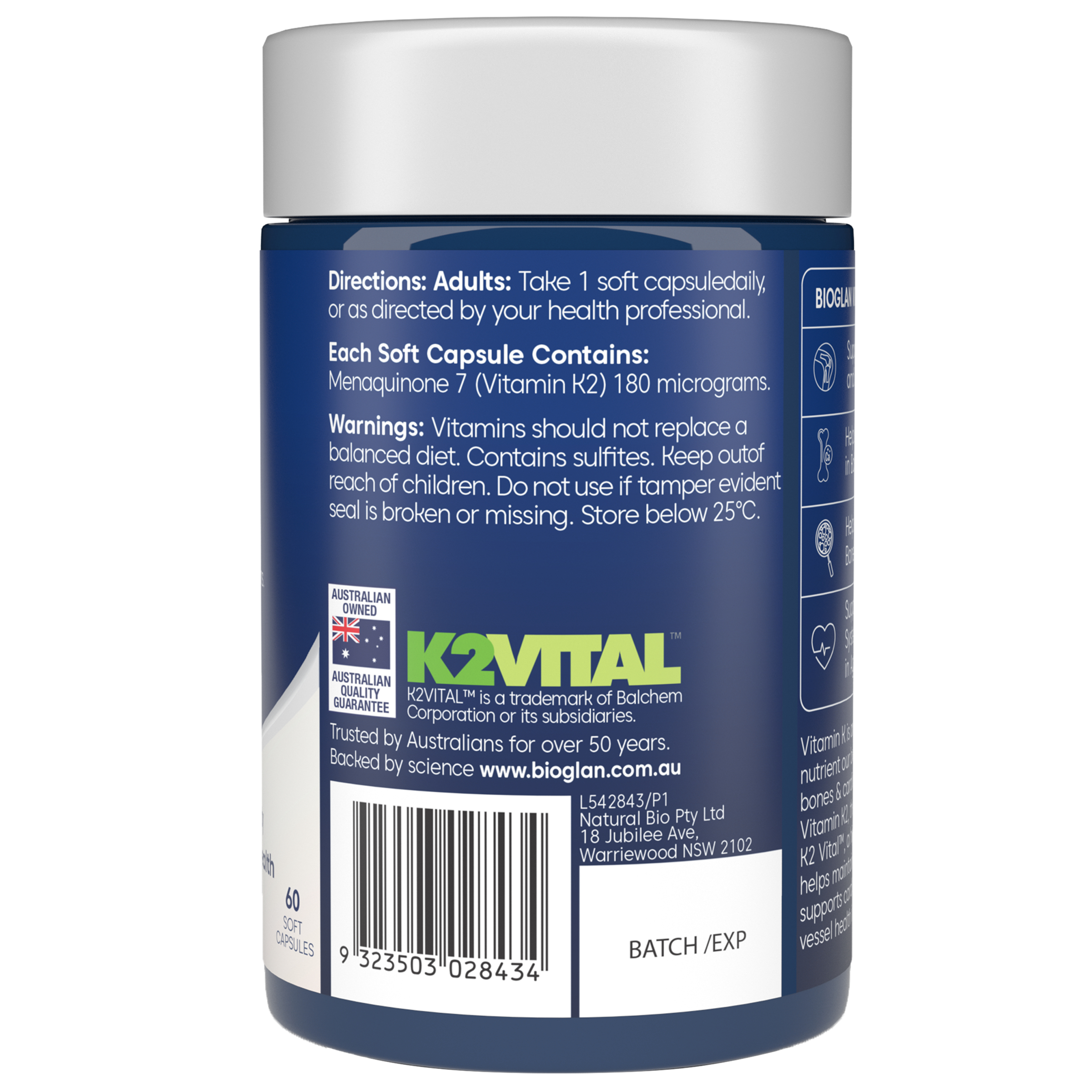 Bioglan Vitamin K2 60 capsules - Image 3