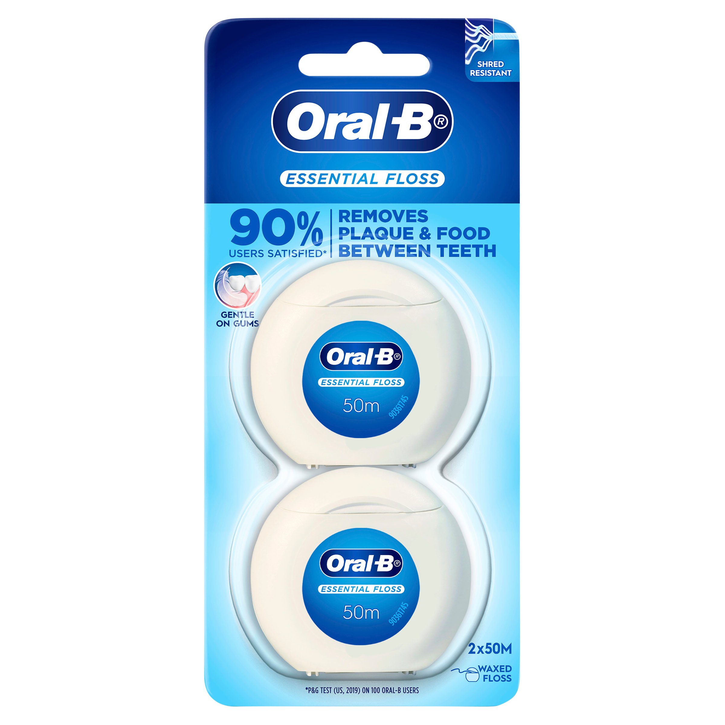 Oral-B Essential Floss Waxed 50m - 2 pack - Image 1