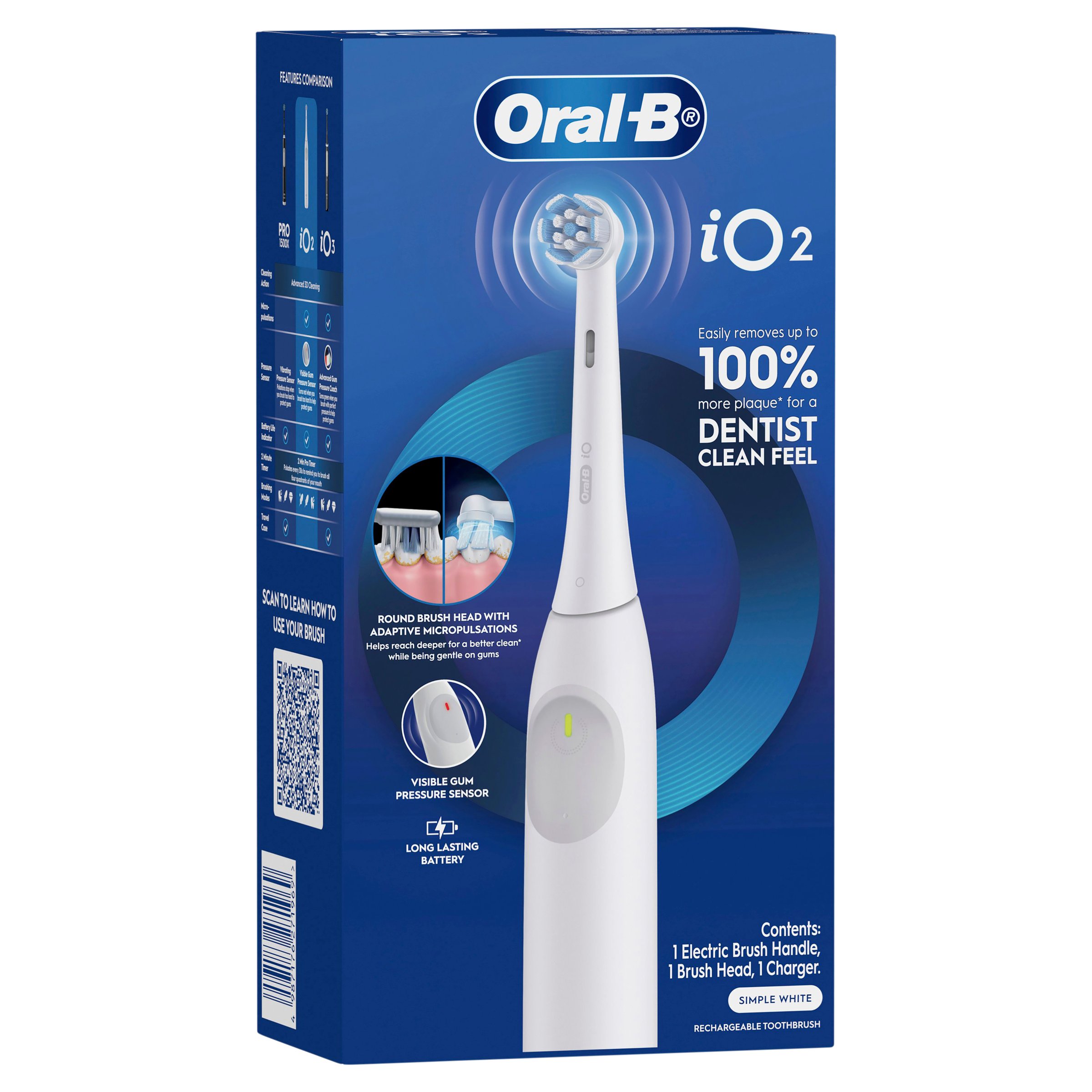 Oral-B iO2 White Electric Toothbrush 1 pack - Image 2
