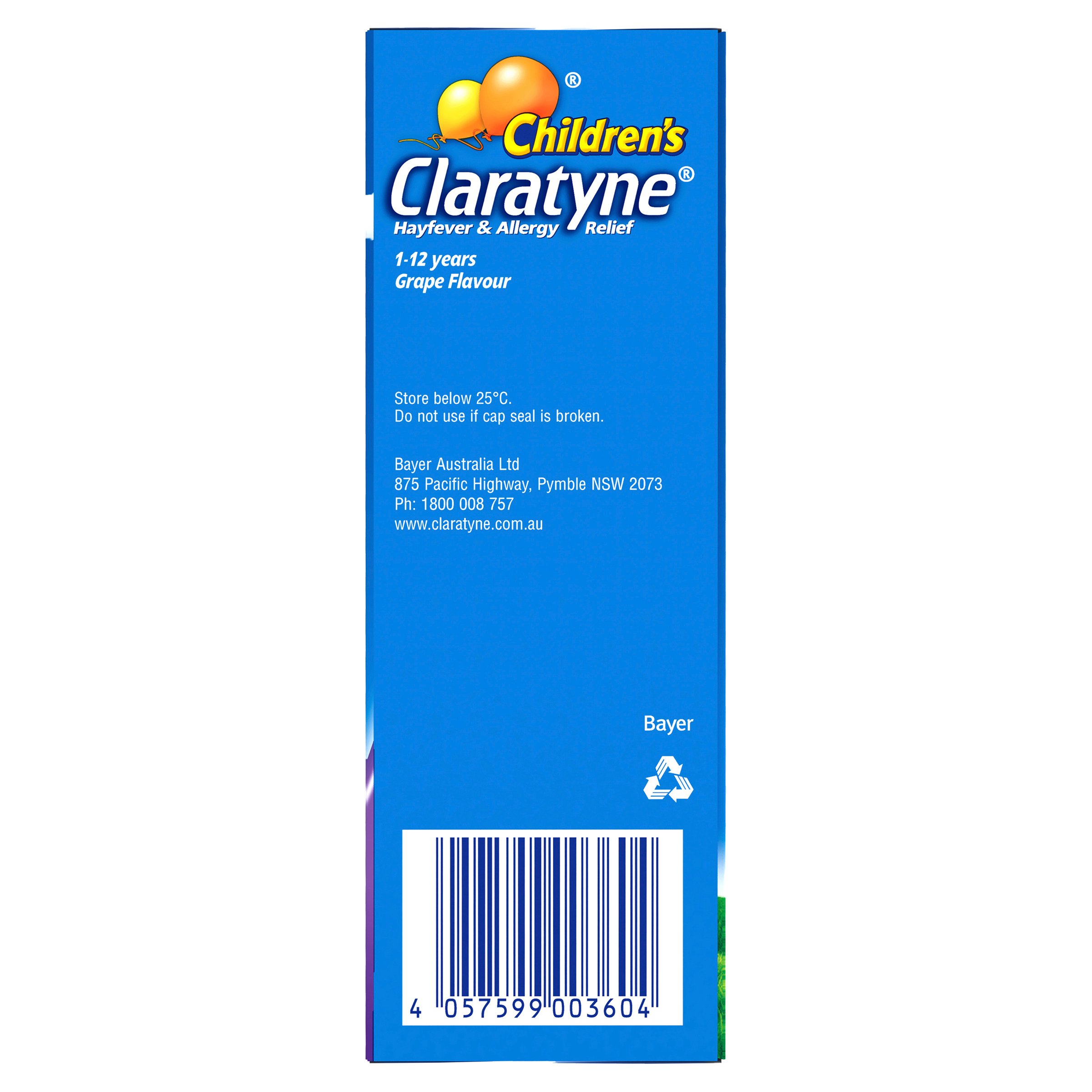 Claratyne Children's Hayfever & Allergy Relief Syrup 1-12 Years Grape Flavoured 120ml - Image 2