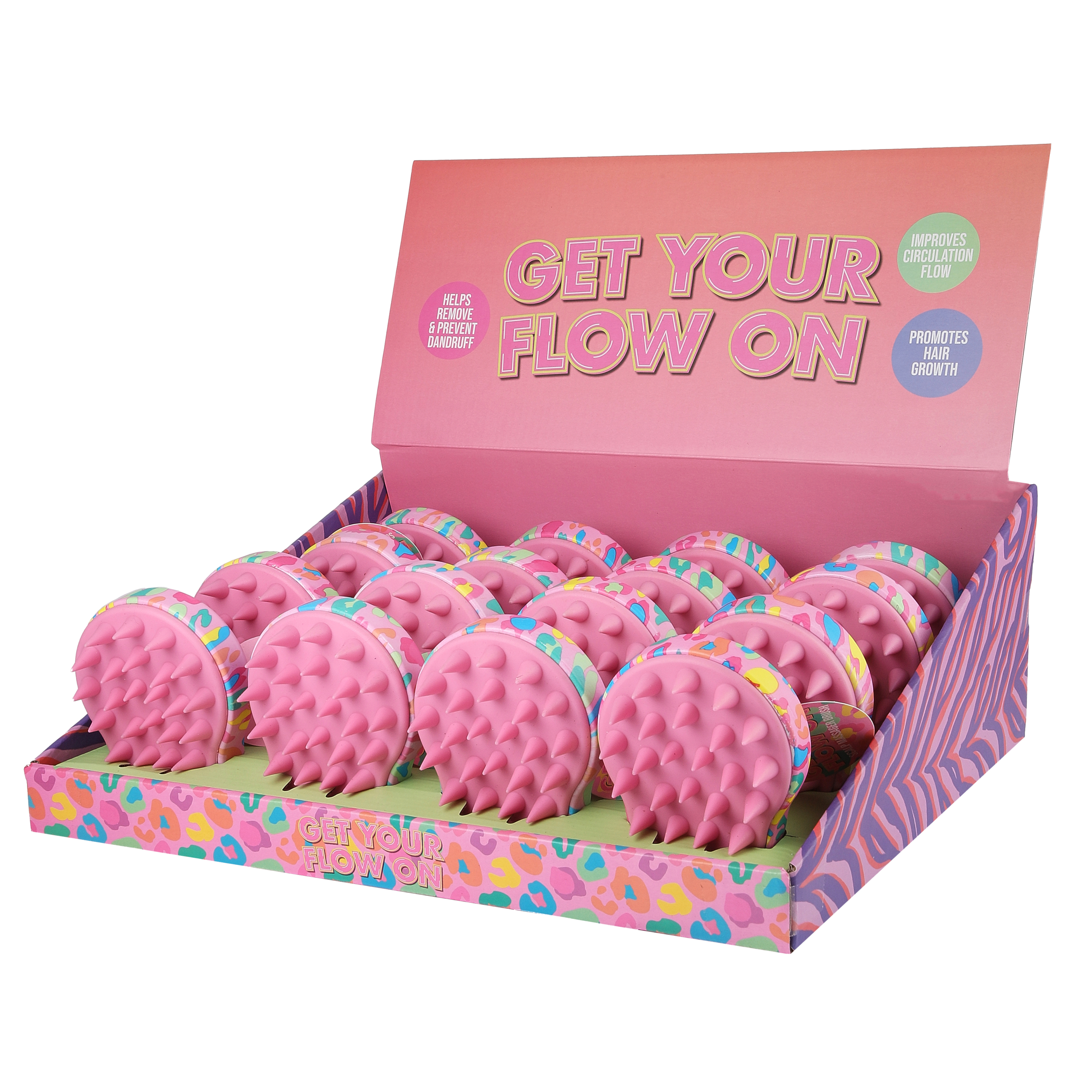 GFA Neon Animal Get Your Flow On Hair Brush Scalp Massager 1 each - Image 1