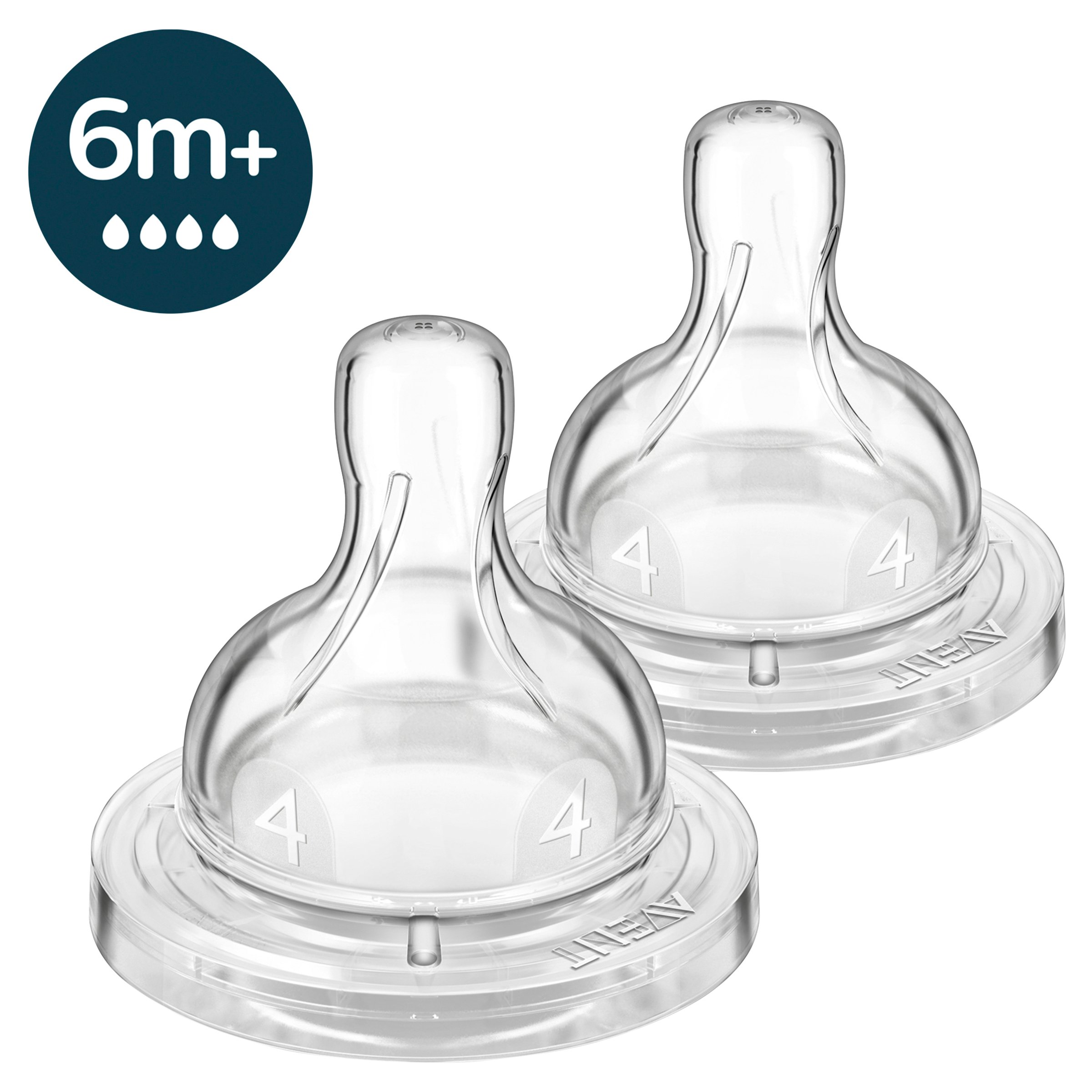 Avent Anti-Colic Silicone Teat Fast Flow 6M+ BPA Free 2 pack - Image 3