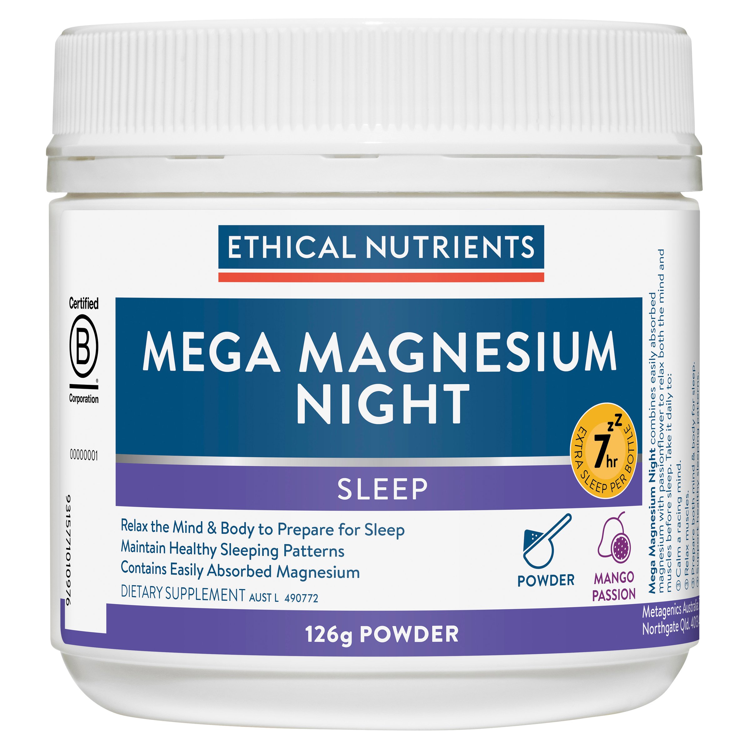 Ethical Nutrients Mega Magnesium Night 126g - Image 1