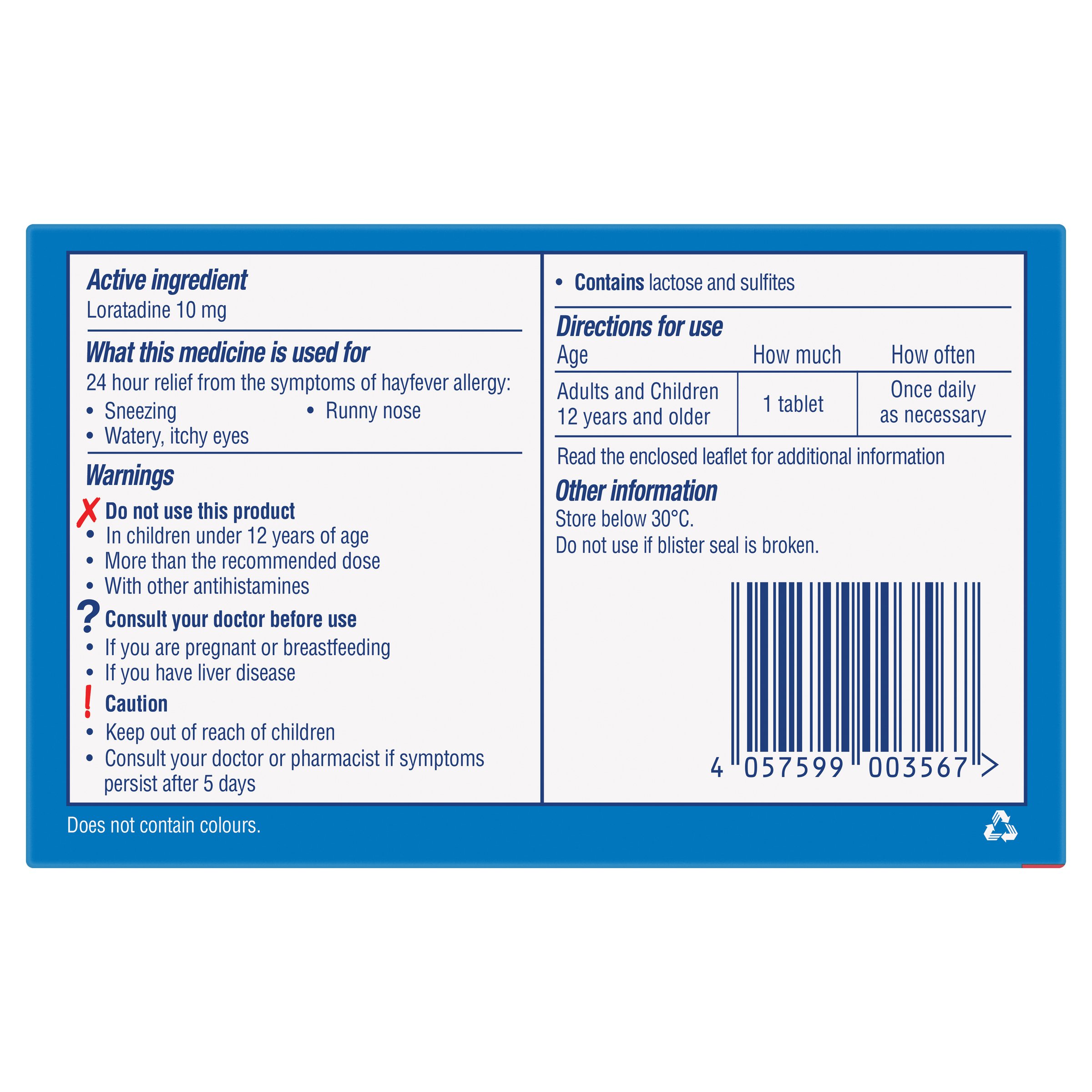 Claratyne 10mg - 10 tablets - Image 2