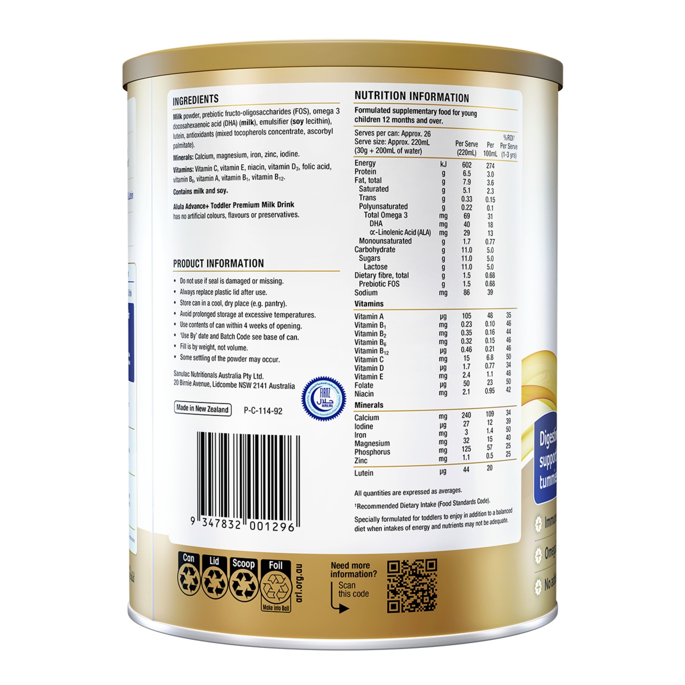 Alula Advance+ Stage 3 Toddler Milk Drink 1 Year+ 800g - Image 2
