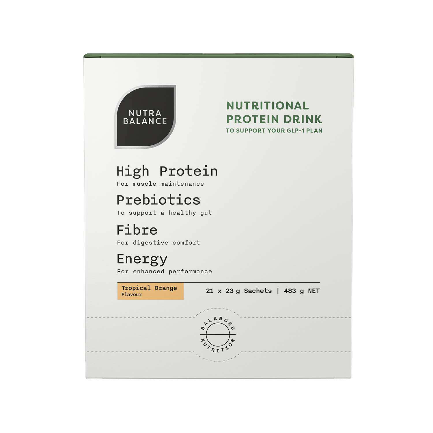 Nutrabalance Nutritional Protein Drink Tropical Orange 483g - 21 pack - Image 1