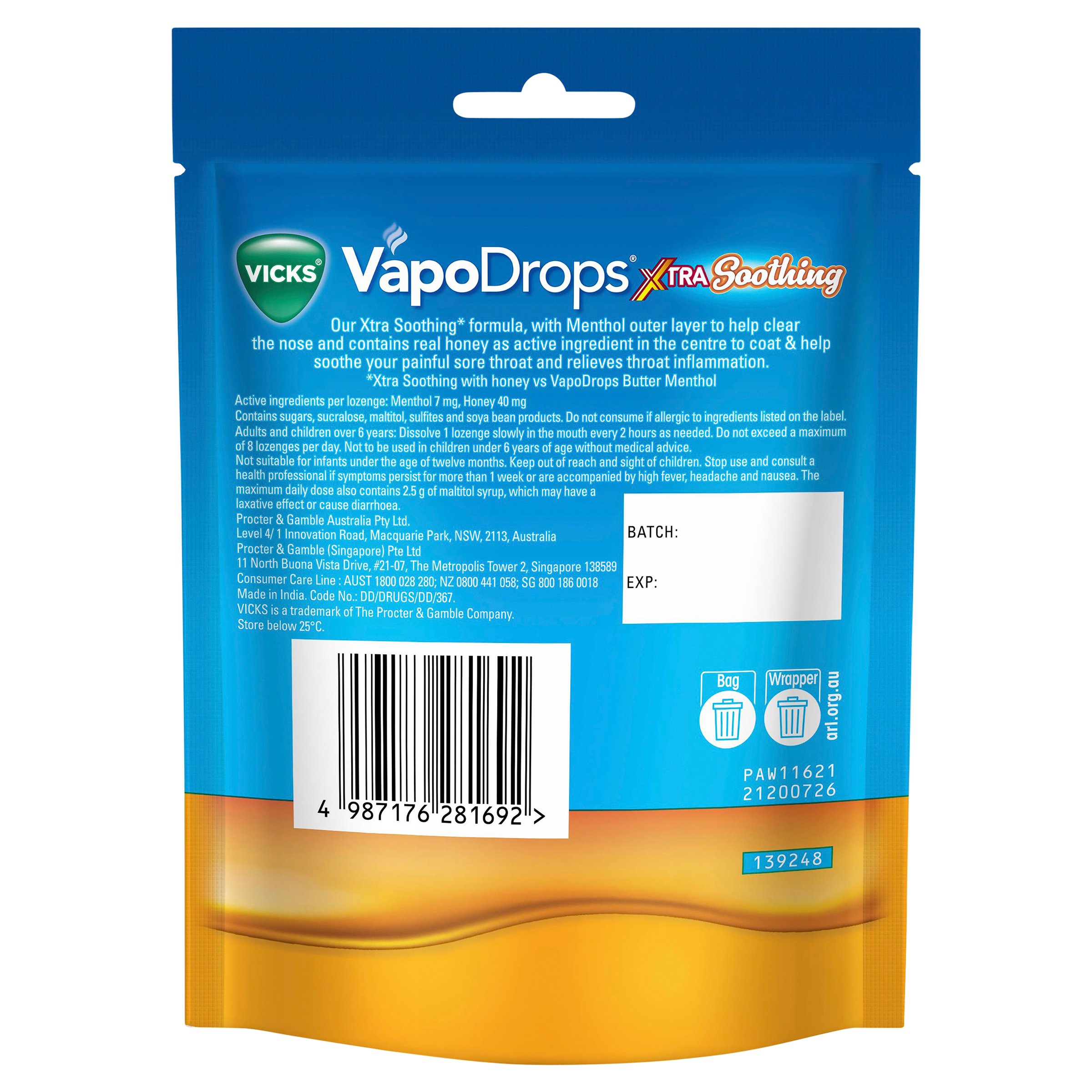 Vicks Vapodrops Xtra Soothing 16 lozenges - Image 2
