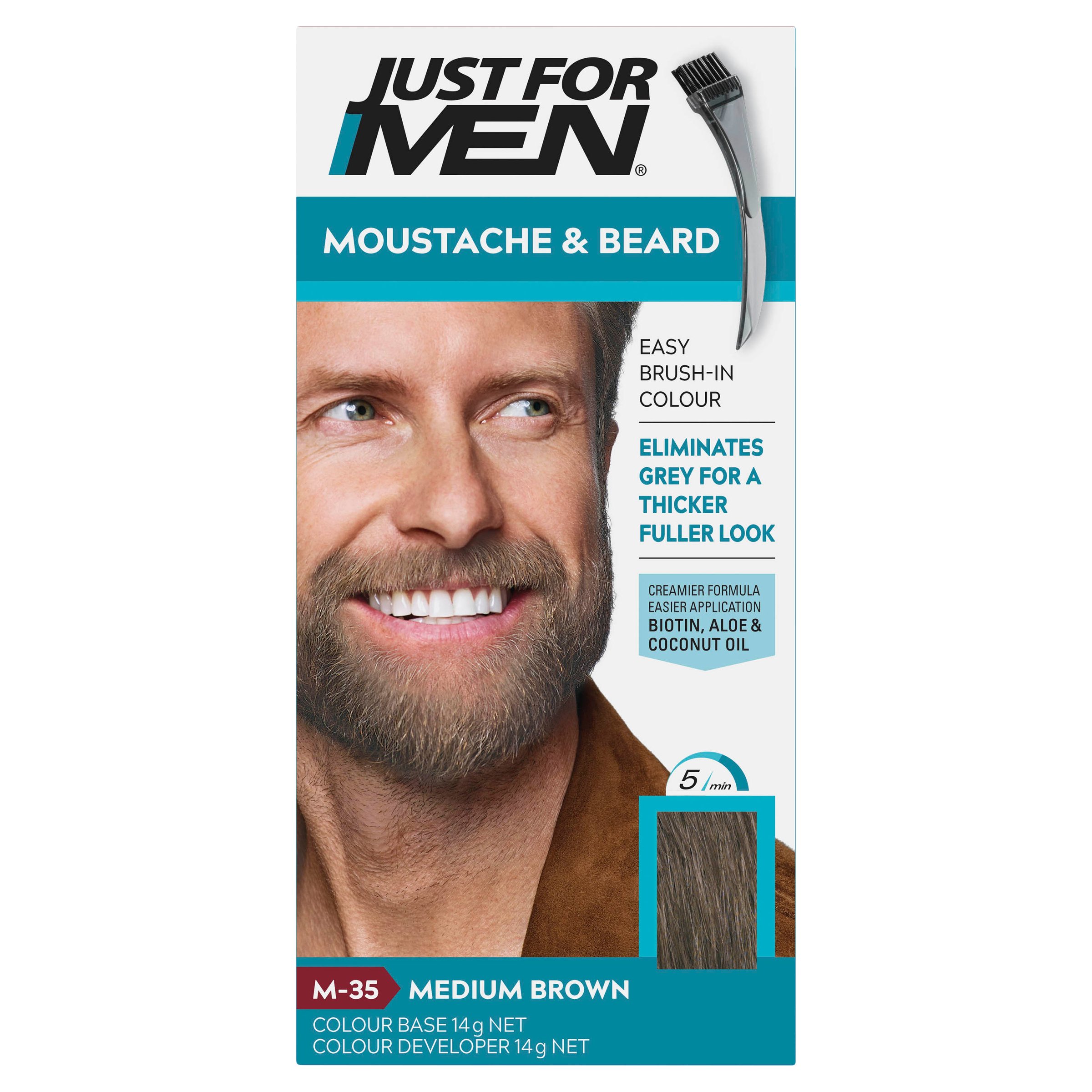 Just For Men Brush-In Colour Gel Beard Natural Medium Brown 1 pack - Image 1