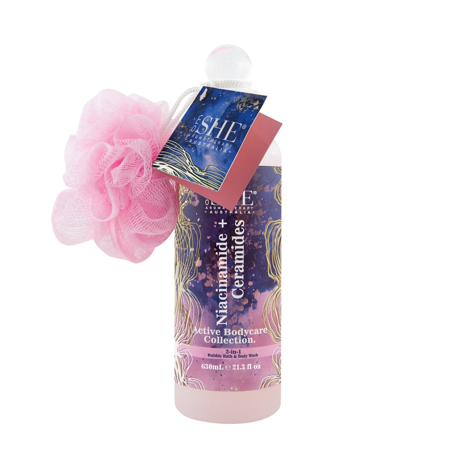 She Aromatherapy Active Body Bubble Bath & Sponge Niacinamide & Ceramides 1 each