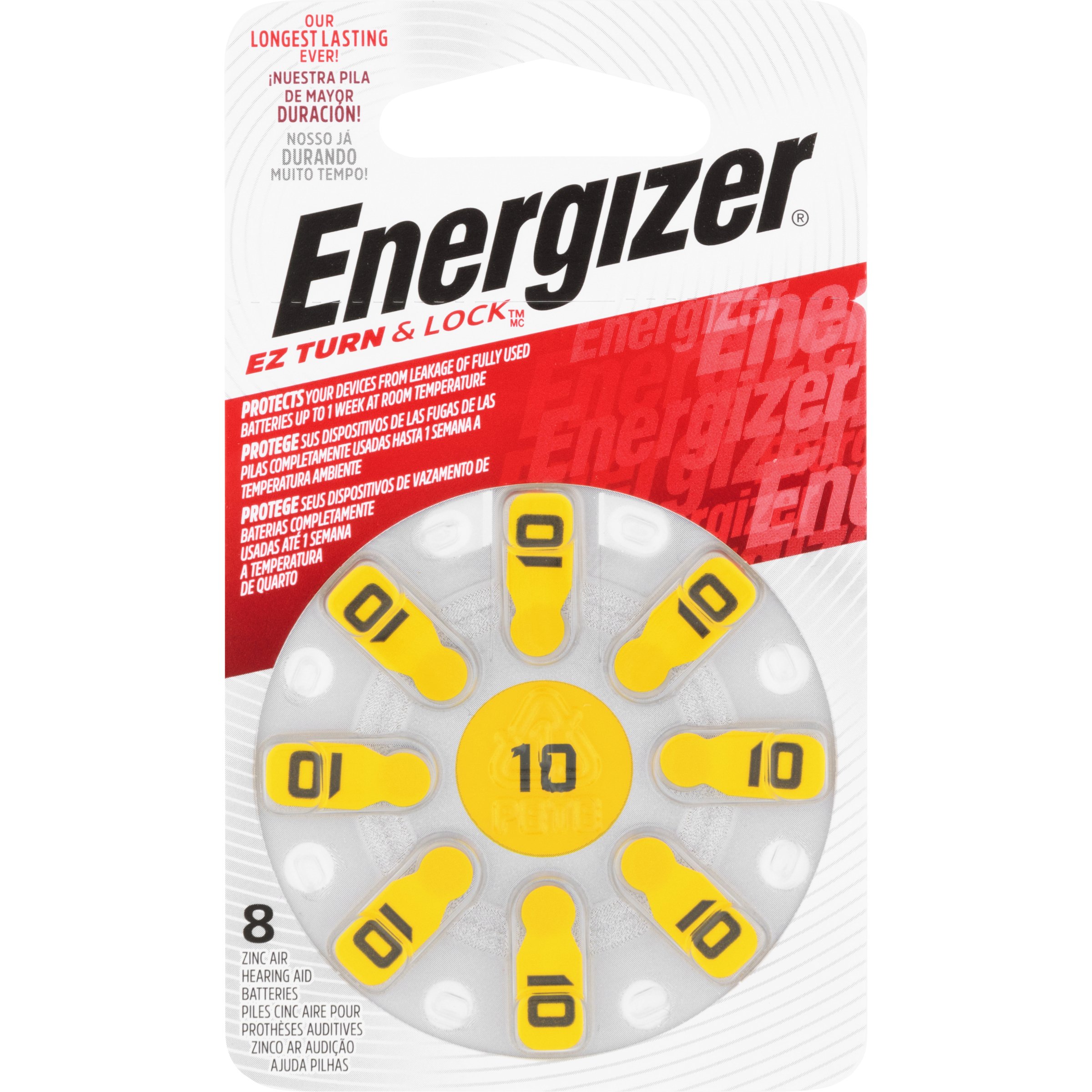 Energizer Battery Hearing Aid Twist & Lock AZ10 - 8 pack