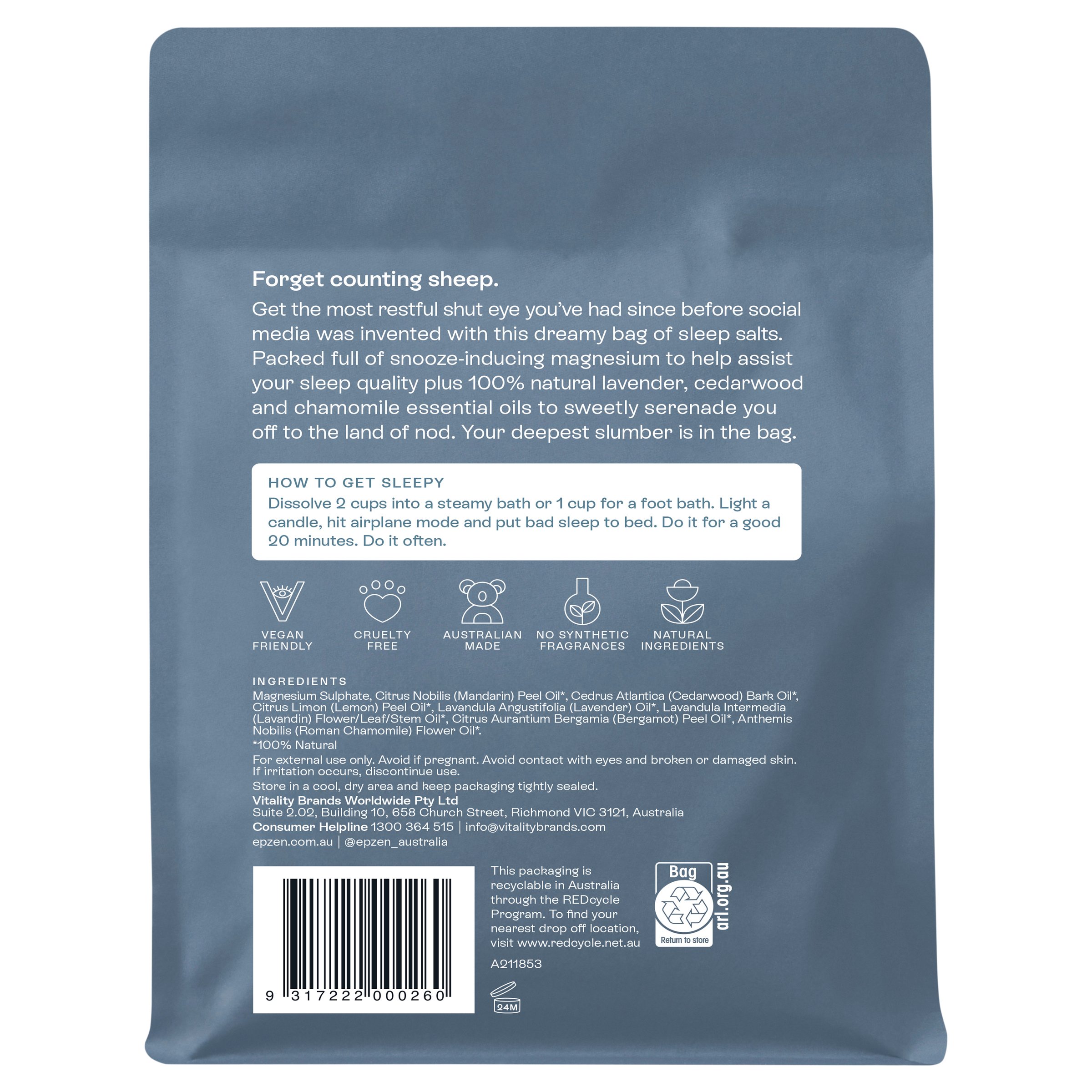 EpZen Magnesium Bath Crystals Sleep 900g - Image 2