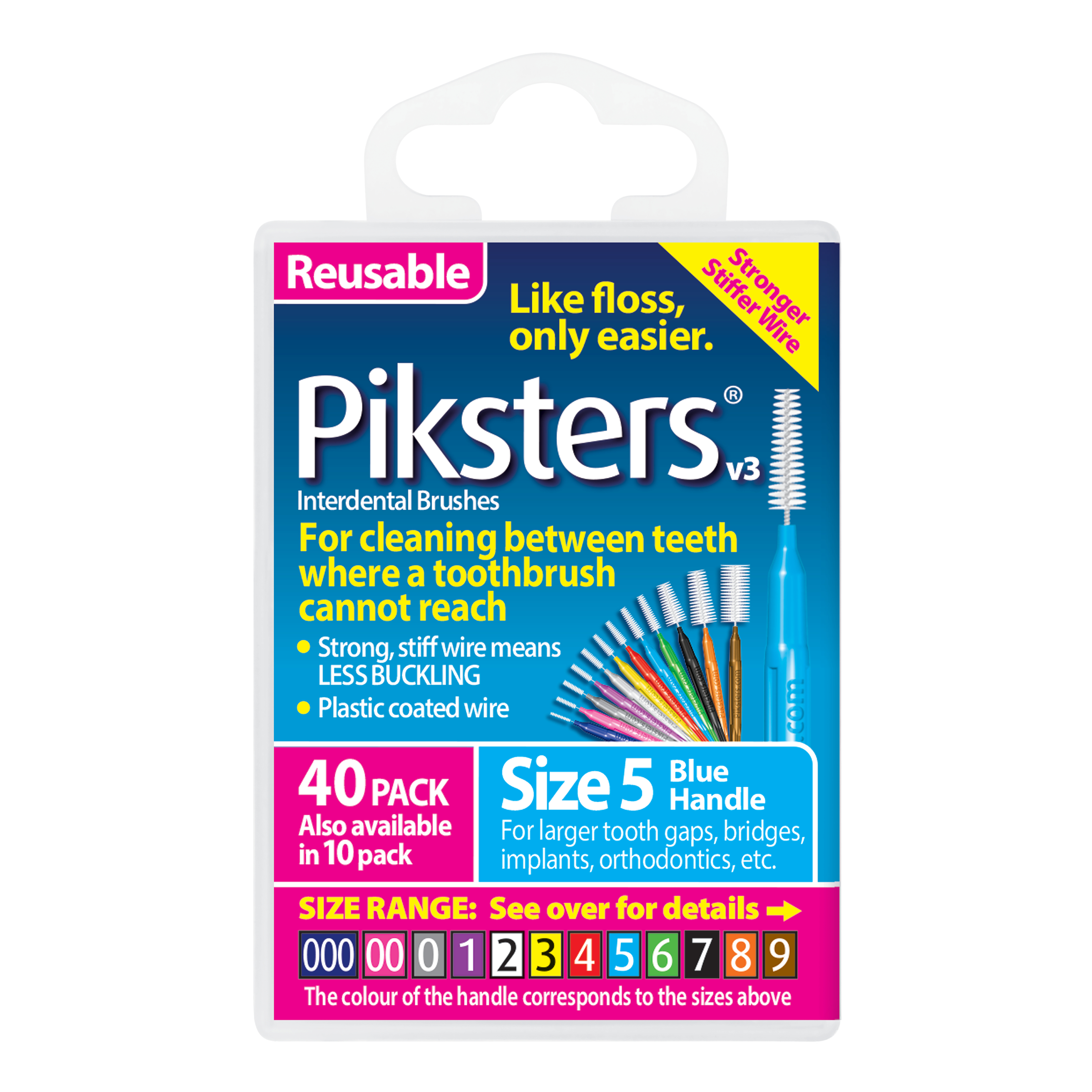 Piksters Interdental Brush Size 5 Blue 40 pack - Image 1