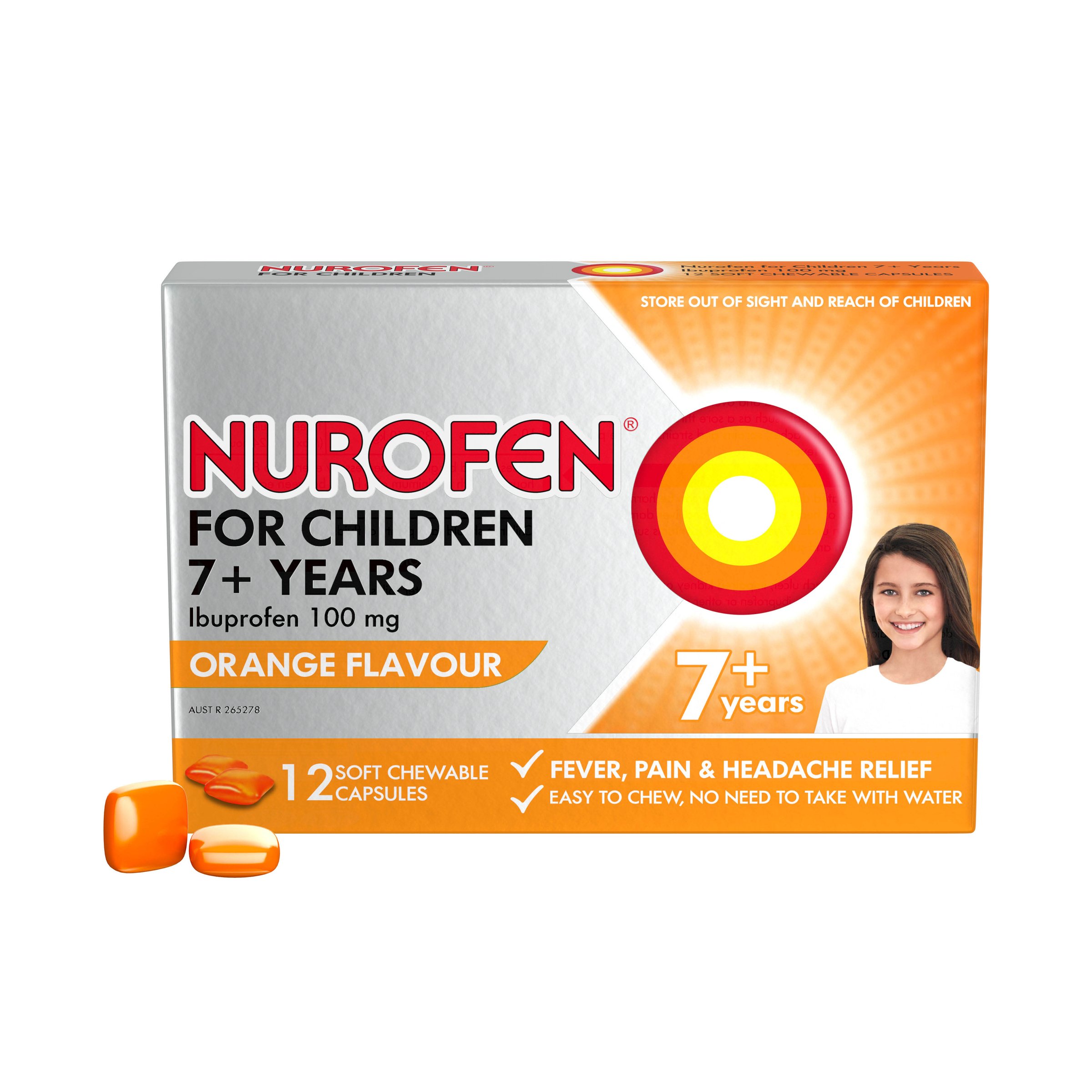Nurofen For Children 7+ Years Orange 100mg 12 chewable capsules - Image 10