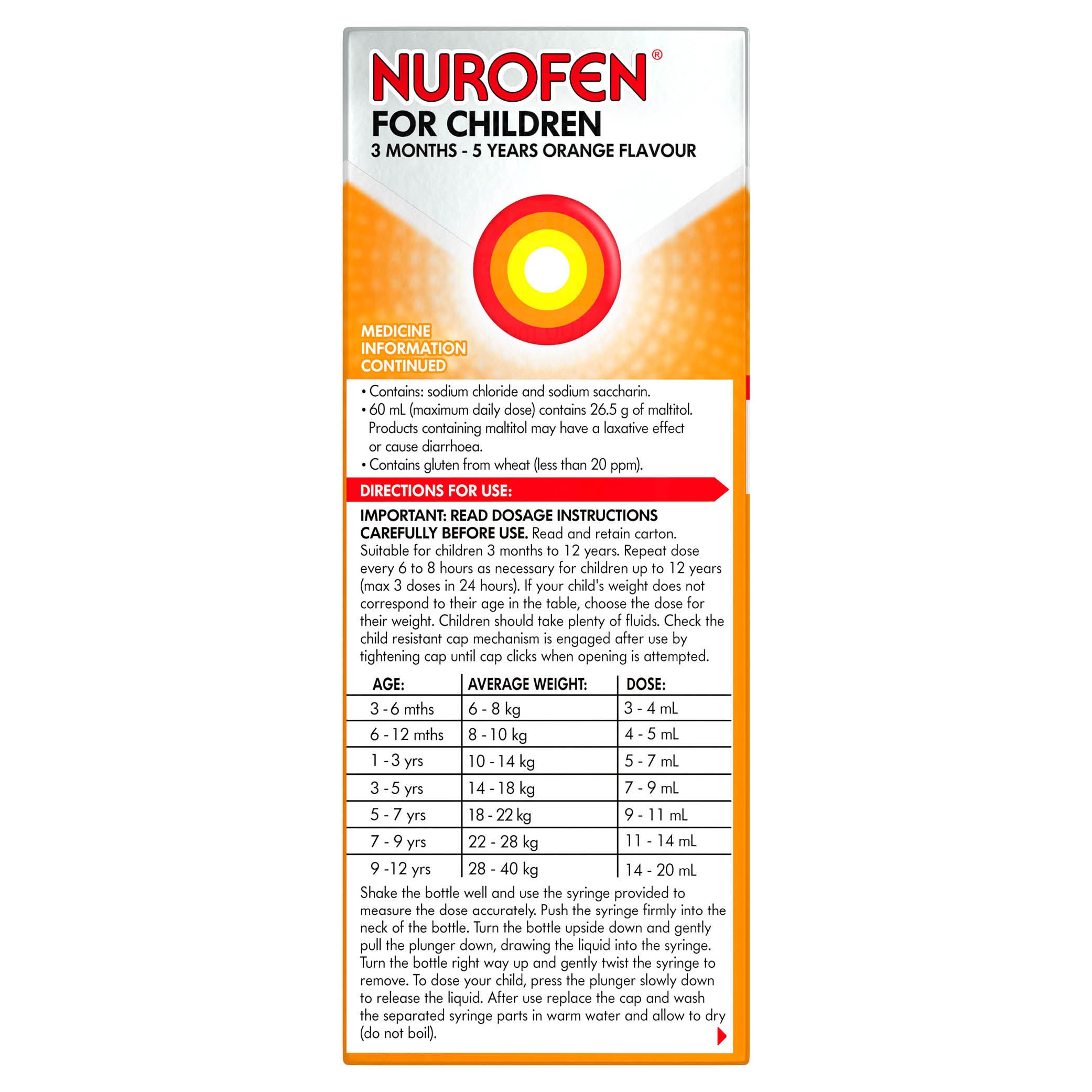 Nurofen for Children 3 Months to 5 Years Orange 100ml - Image 2