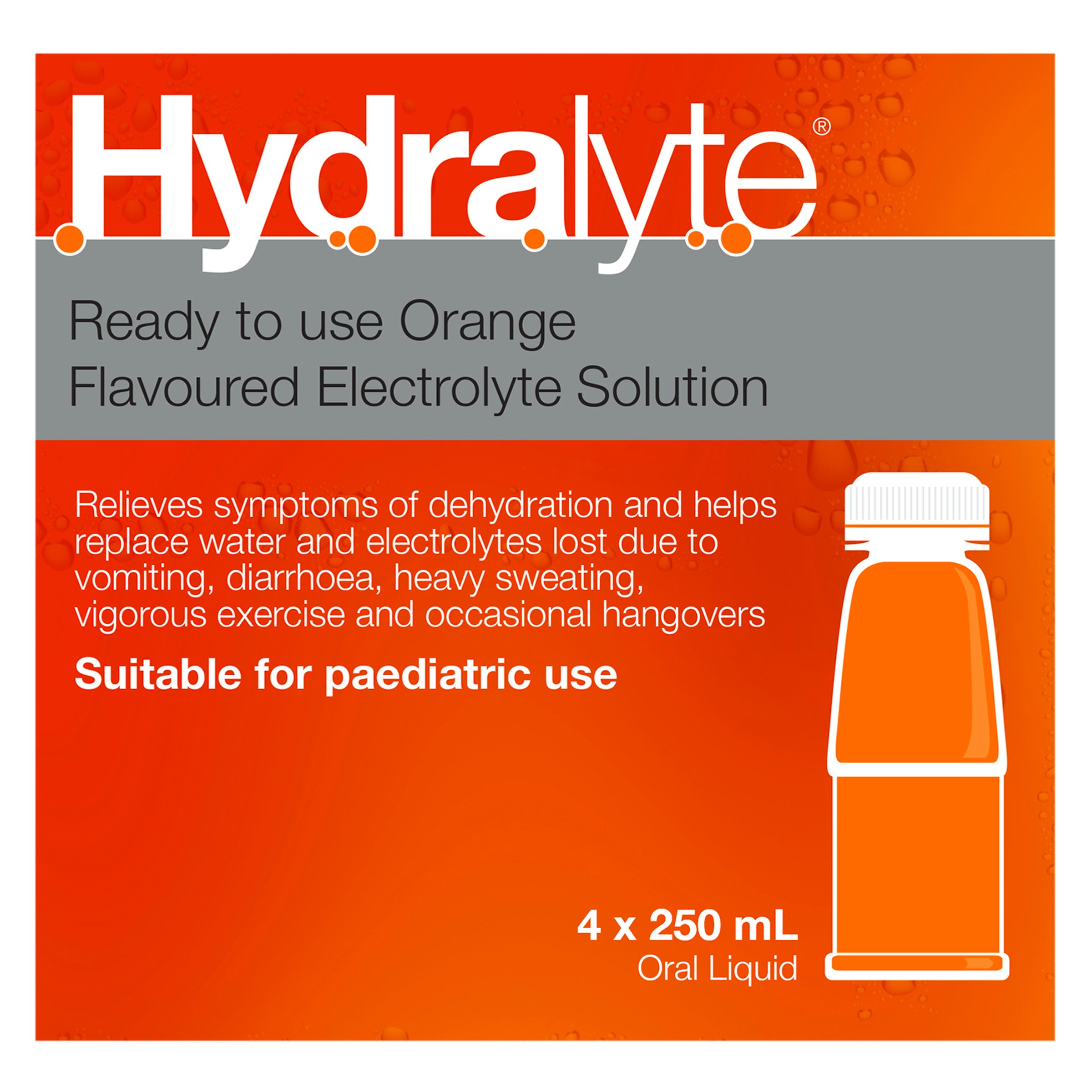 Hydralyte Ready to Use Liquid Orange Flavoured 250ml - 4 pack - Image 4
