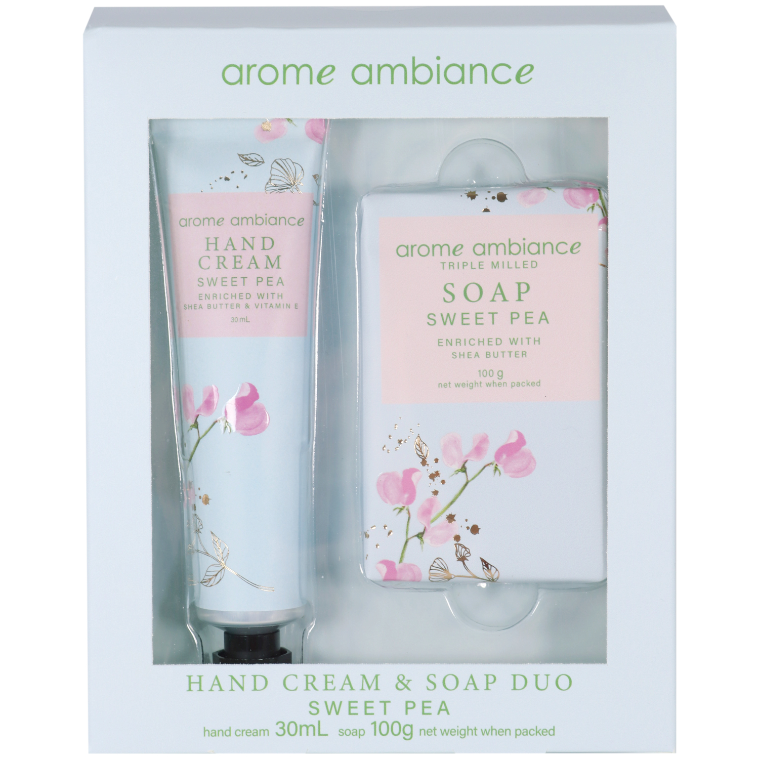 Arome Ambiance Floral Glimmer Hand Cream Soap Duo Sweet Pea 1 each