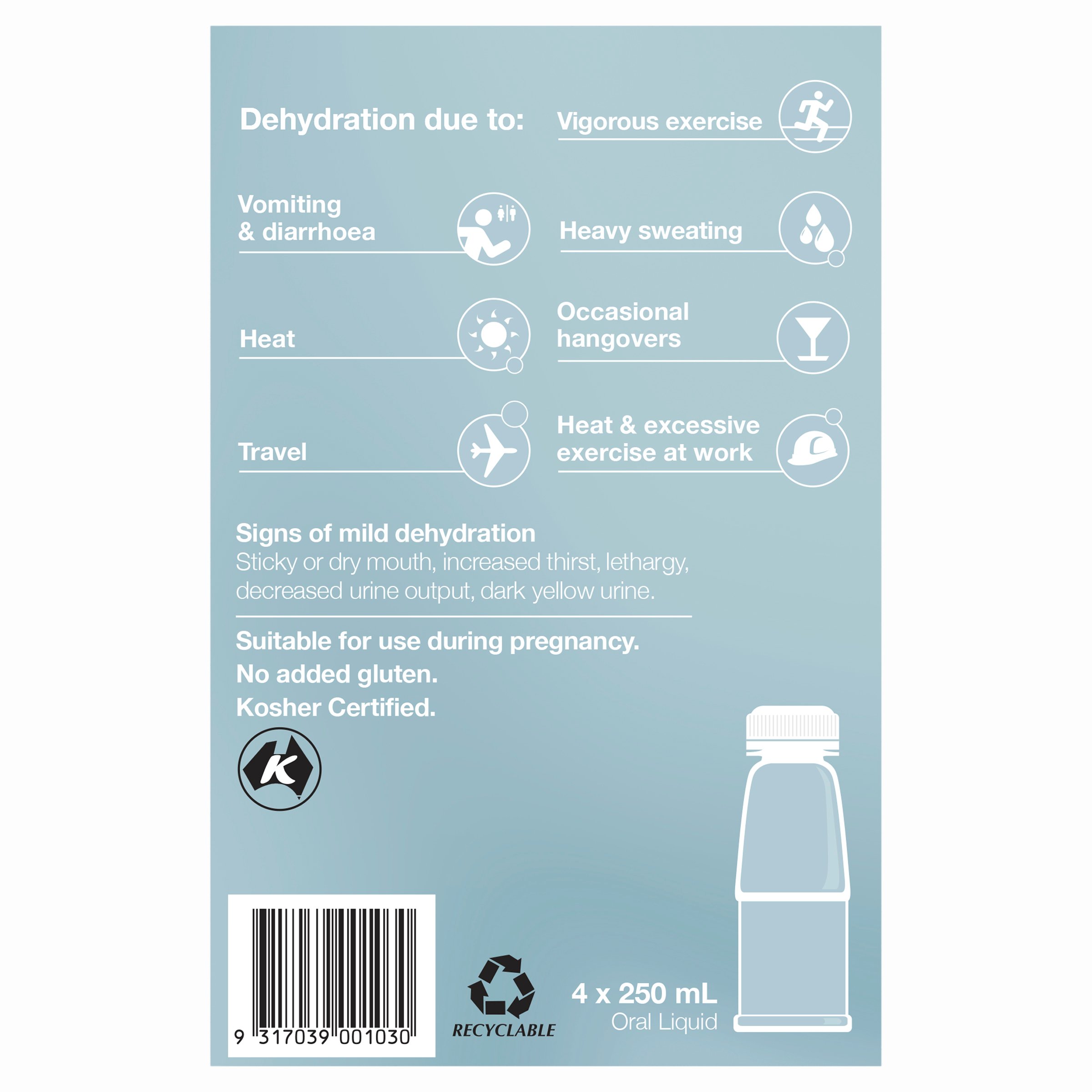 Hydralyte Colour Free Lemonade Flavoured Solution 250ml - 4 pack - Image 3