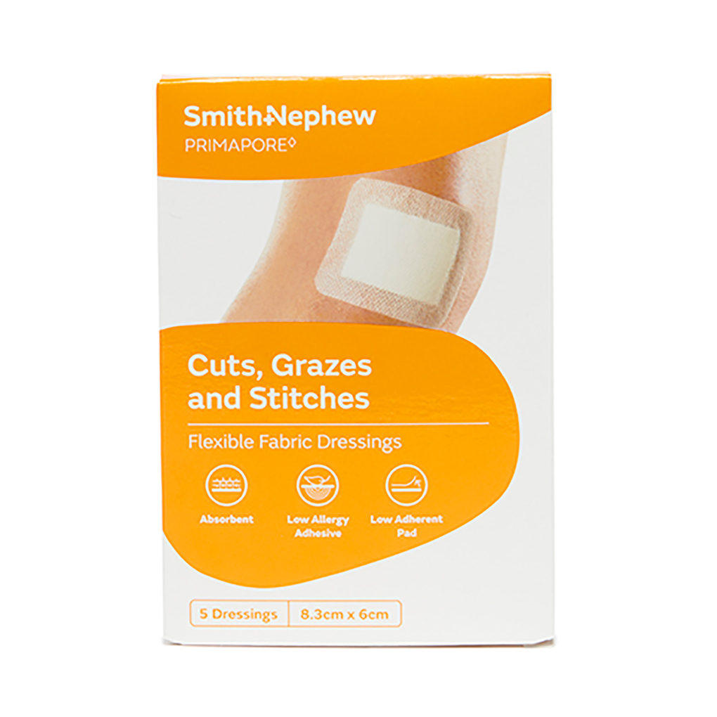 Primapore Adhesive Wound Dressing Strip 8.3cm X 6cm - 5 pack - Image 1