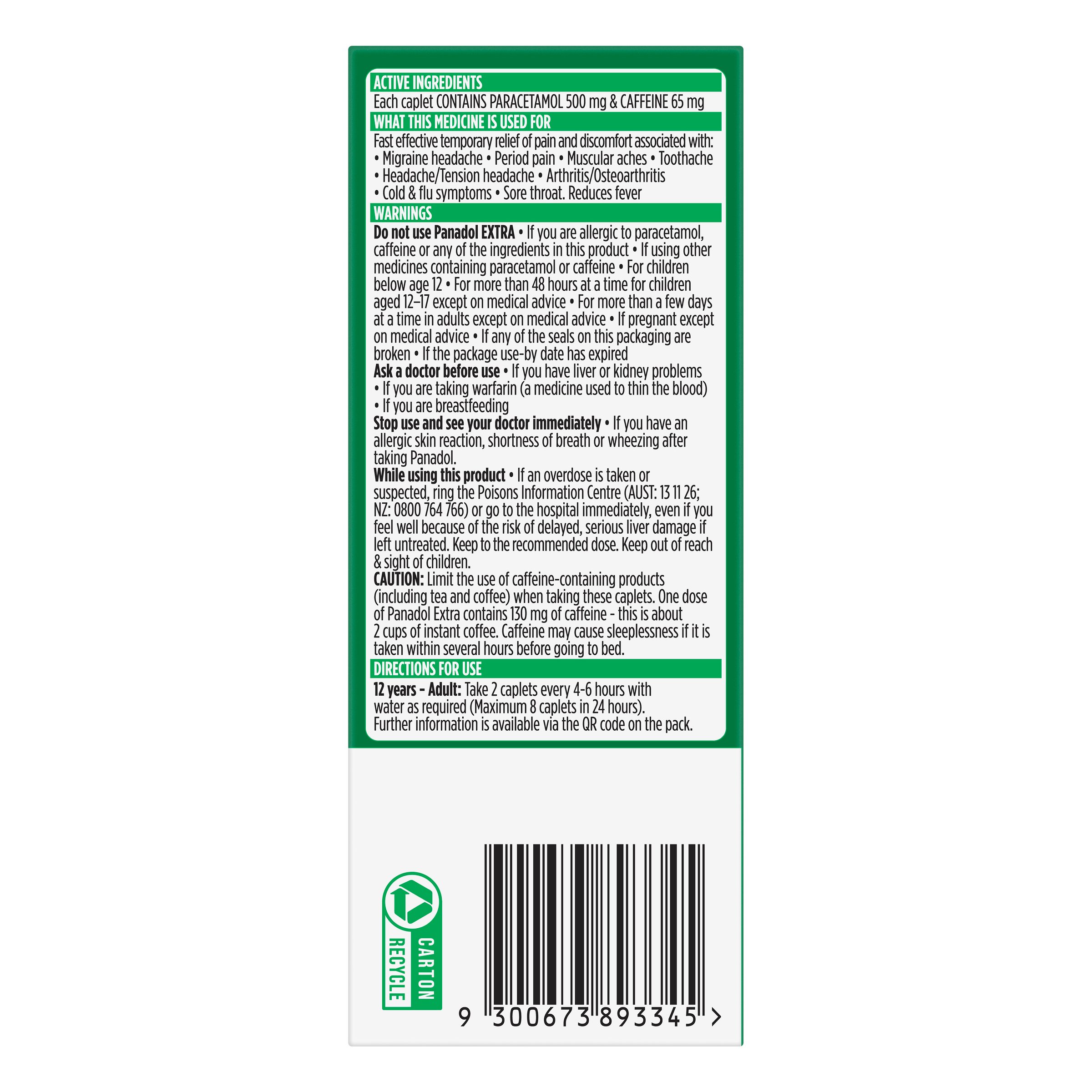 Panadol Extra Optizorb 500/65mg 32 caplets - Image 2