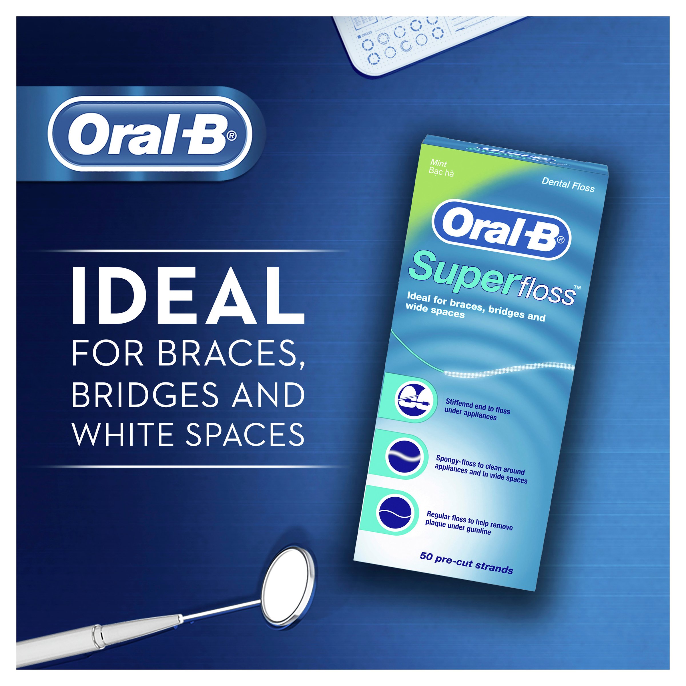 Oral-B Super Floss Unwaxed 50 Pack - Image 3