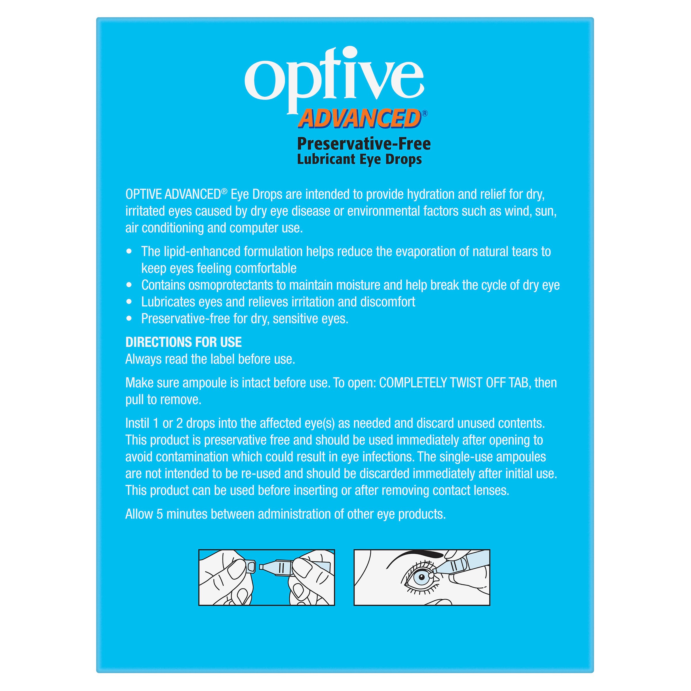 Optive Advanced Lubricant Eye Drops 0.4ml x 30 vials - Image 2