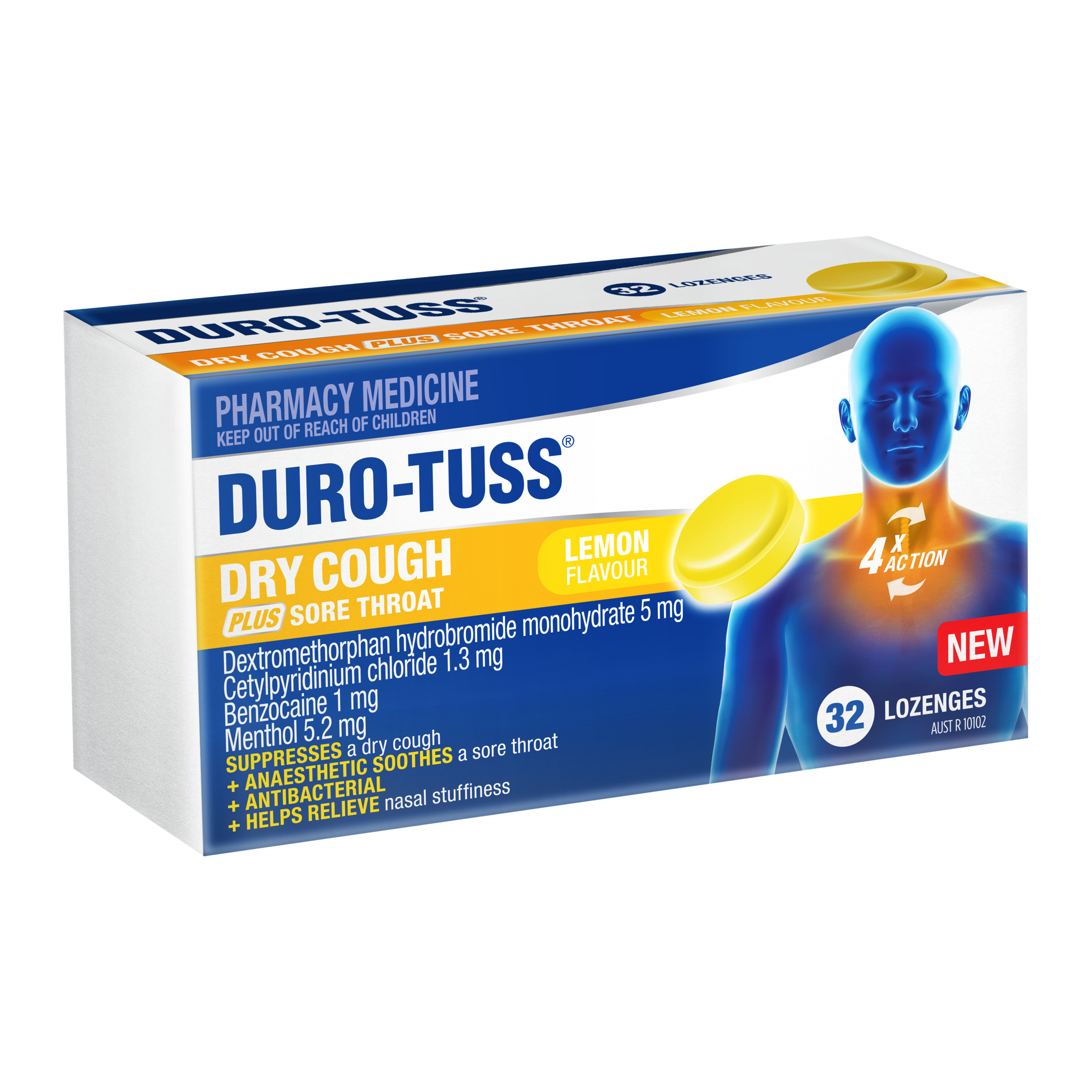 Duro-Tuss Dry Cough Plus Sore Throat Lemon Lozenges 32 tablet - Image 3