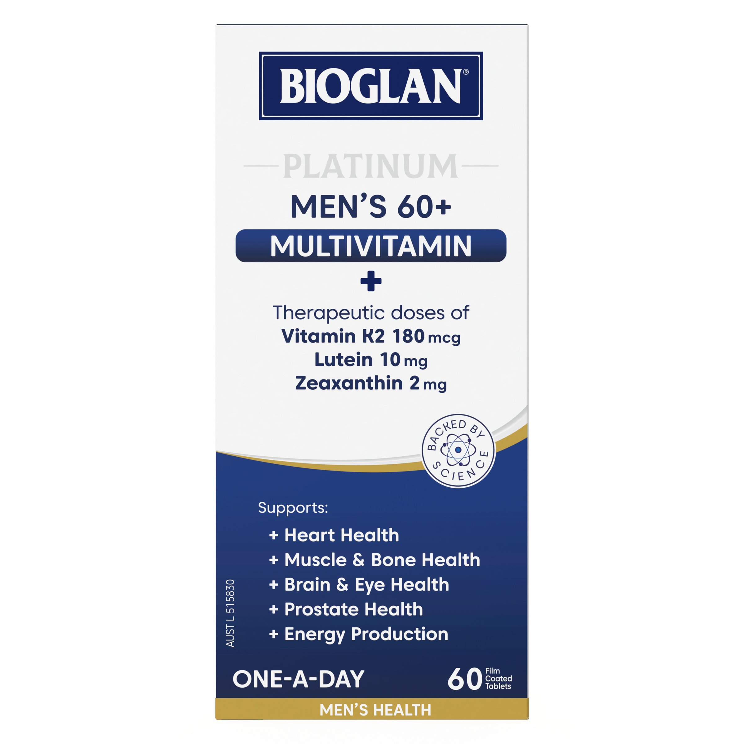 Bioglan Platinum Men's 60+ Multivitamin 60 tablets - Image 1