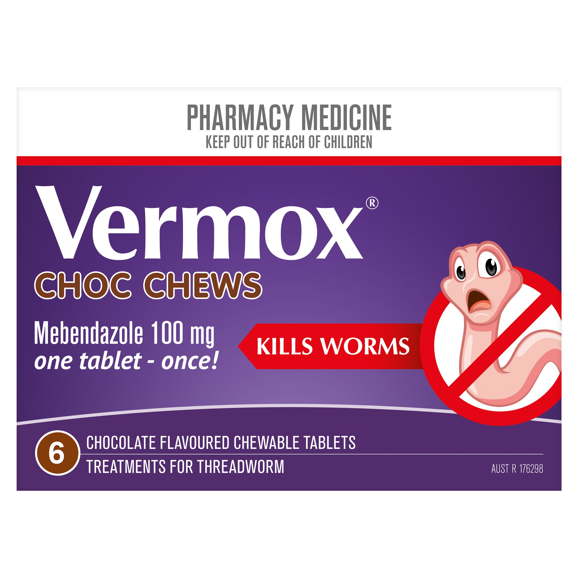 Vermox Treatment For Threadworm Chocolate Flavoured Chewable 6 Tablets - Image 3