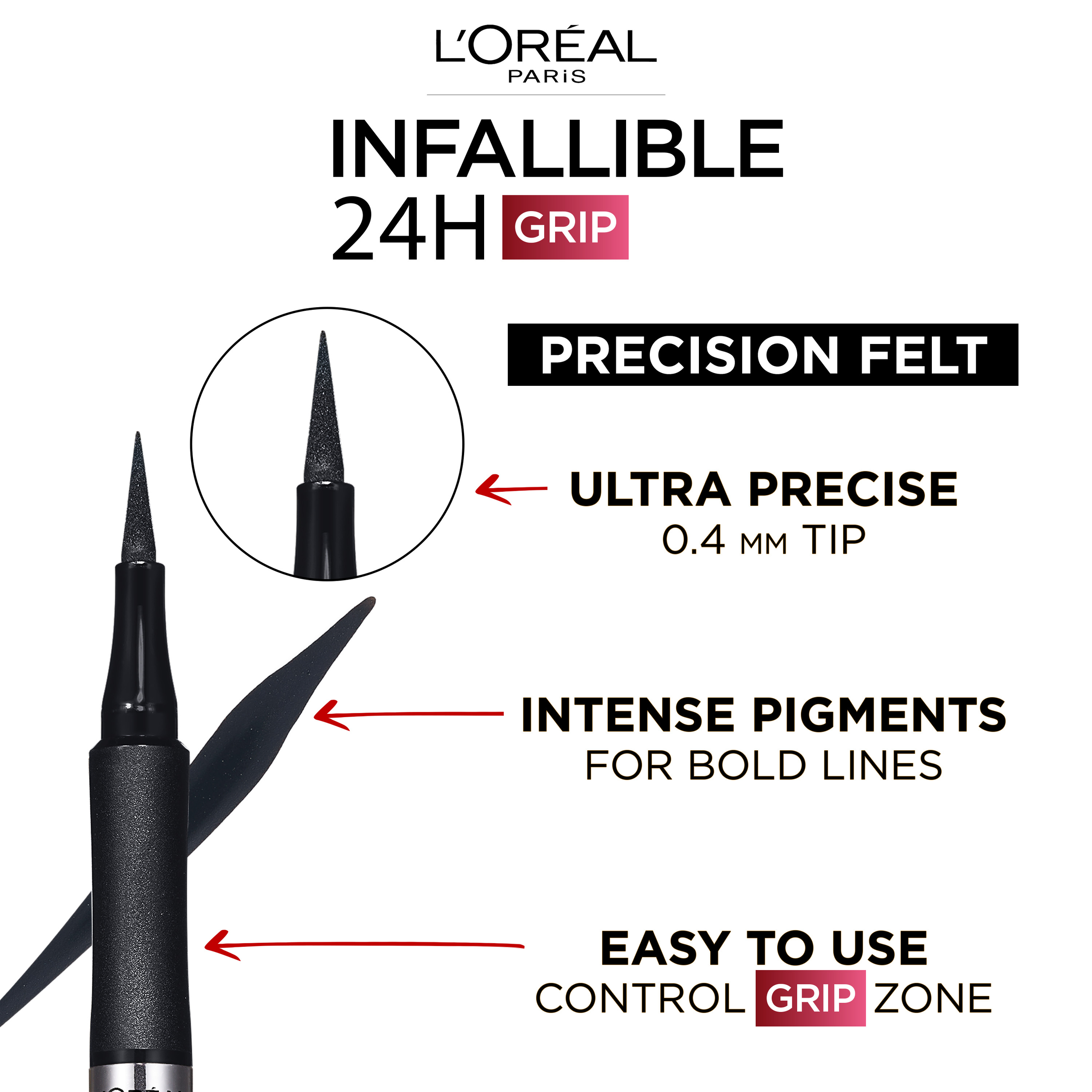 L'Oreal Paris Infallible Grip 27H Precision Felt Black 1 each - Image 4