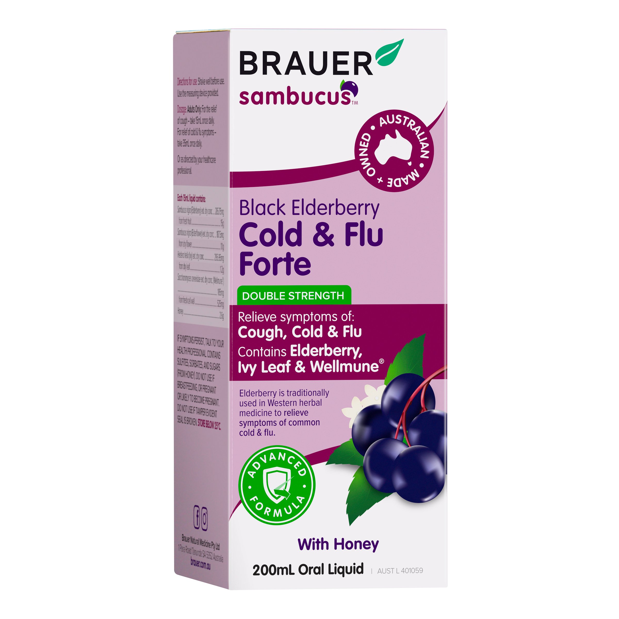 Brauer Sambucus Black Elderberry Adult Cold & Flu Forte 200ml - Image 6