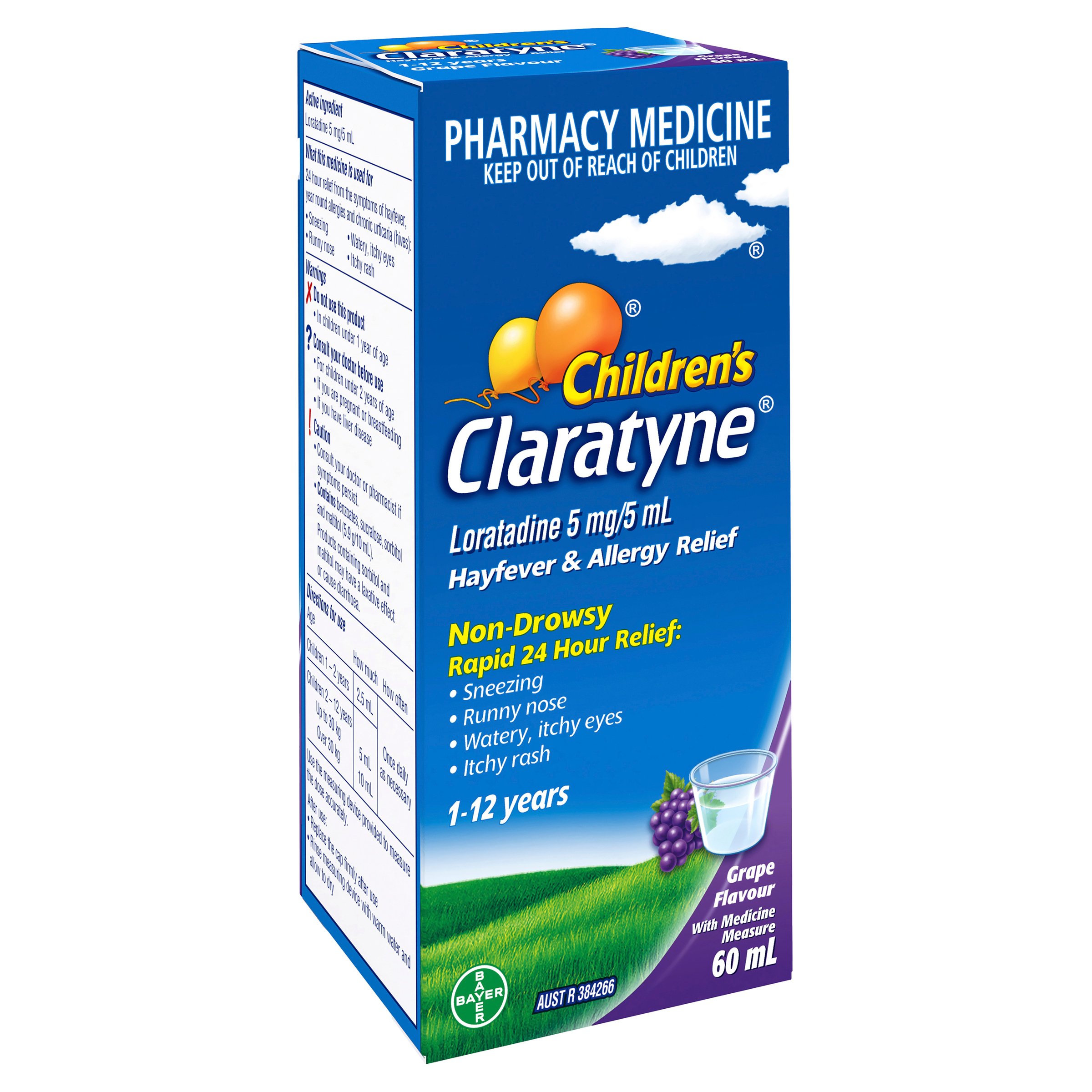 Claratyne Children's Hayfever & Allergy Relief Syrup 1-12 Years Grape Flavoured 60ml - Image 6
