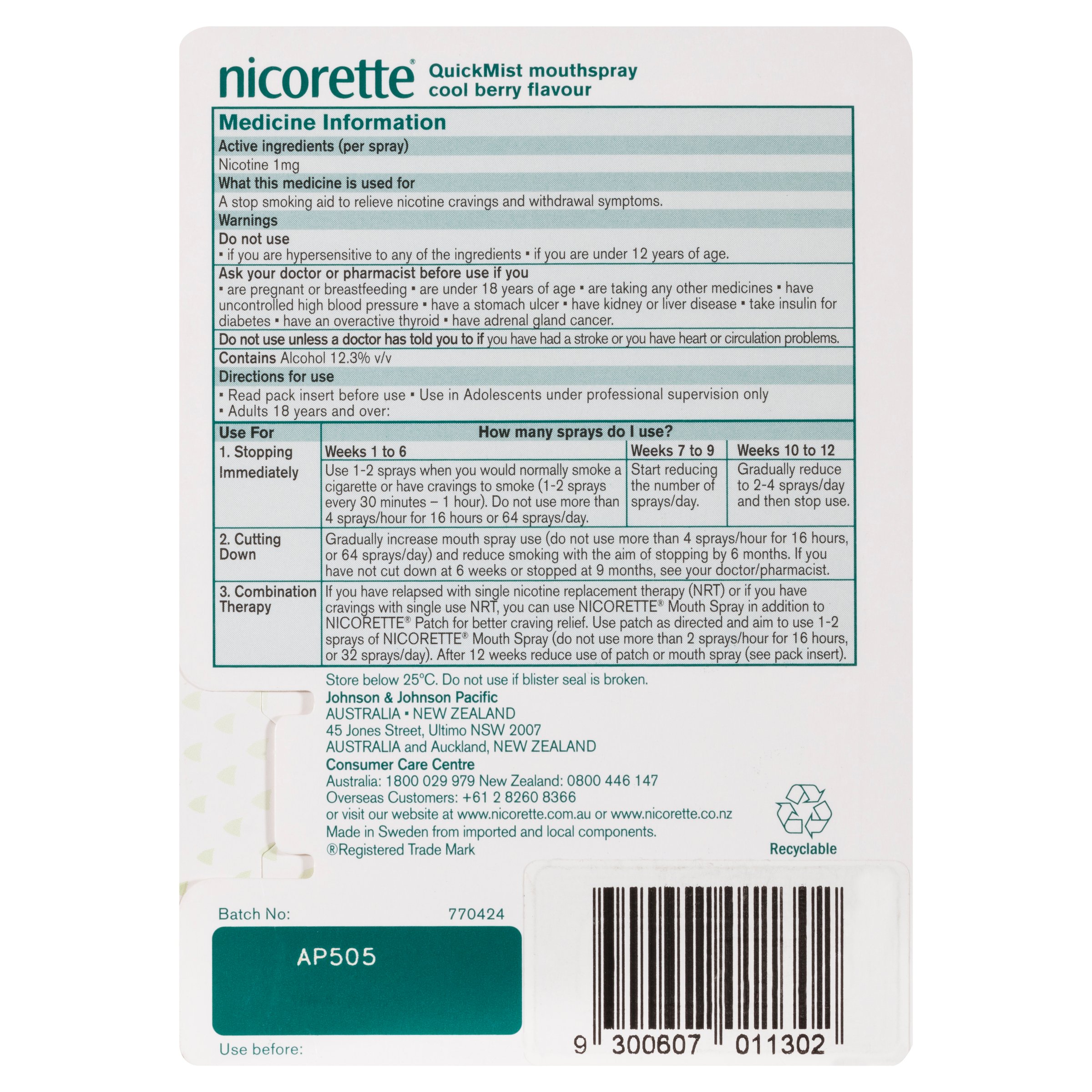 Nicorette Quick Mist Mouth Spray Cool Berry 1mg - 150 Doses - Image 2