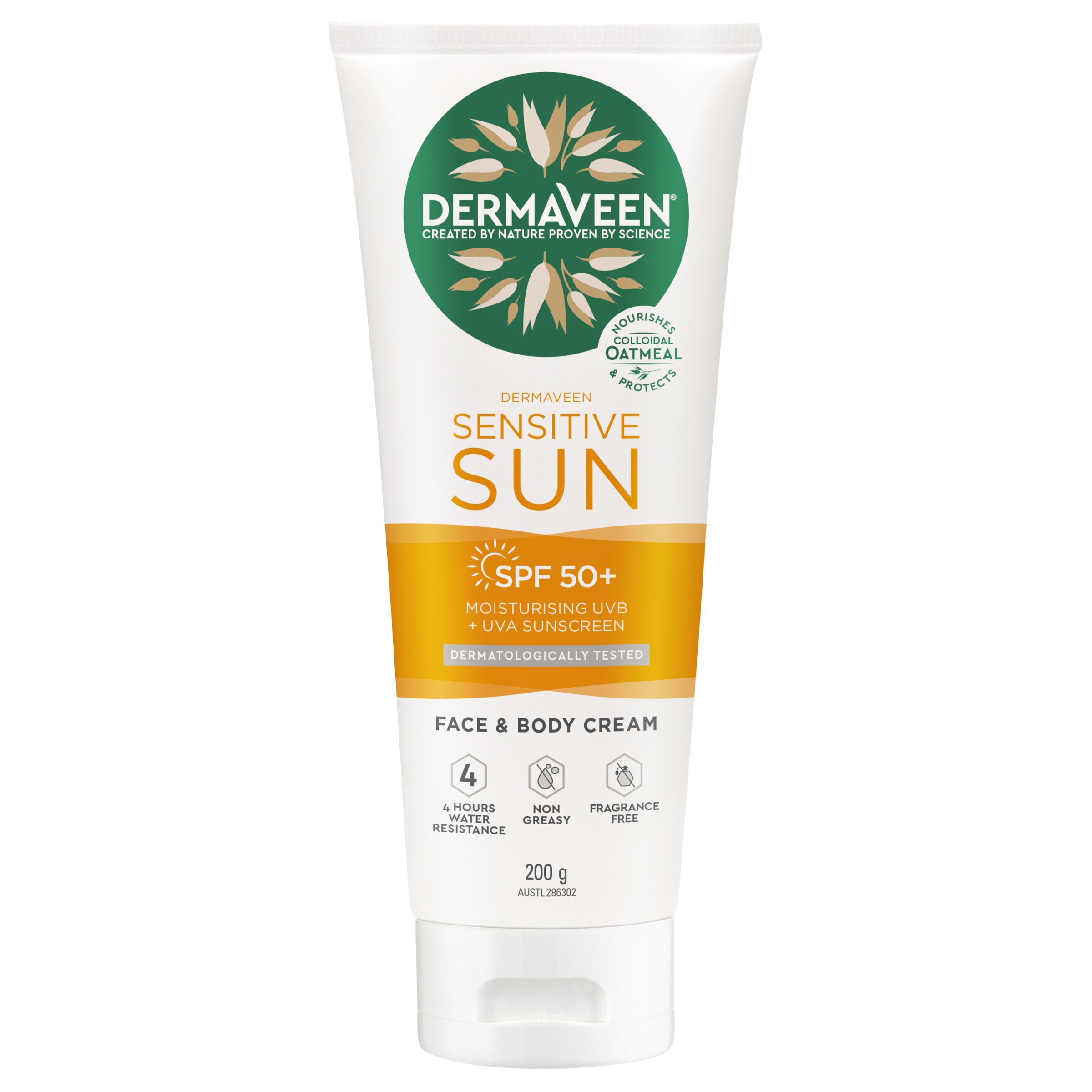 DermaVeen Daily Nourish Body Moisturiser SPF50+ - 200g - Image 1