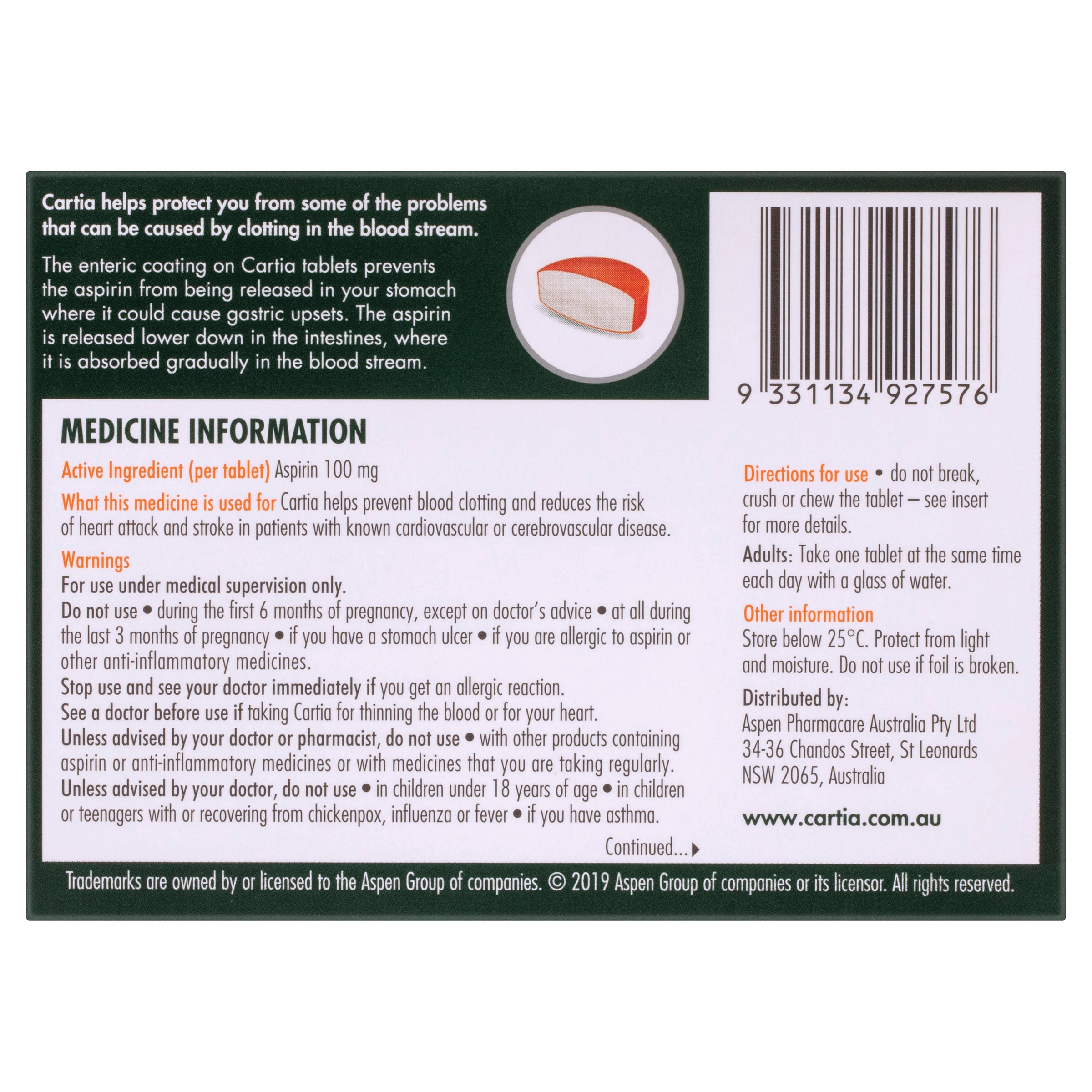 Cartia 100mg - 168 tablets - Image 2