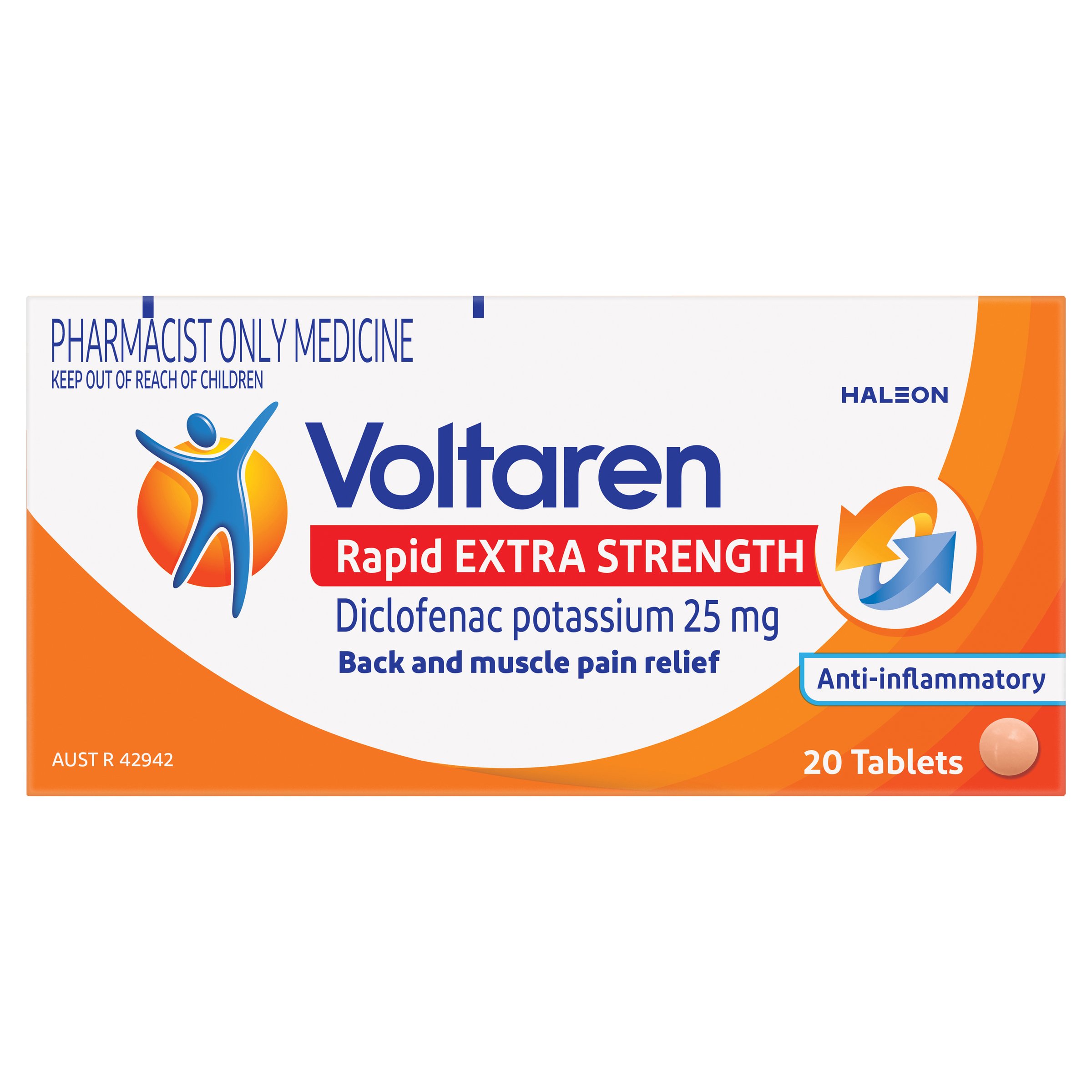 Voltaren Rapid 25mg Acute Muscle And Back Pain Relief 20 tablets - Image 1